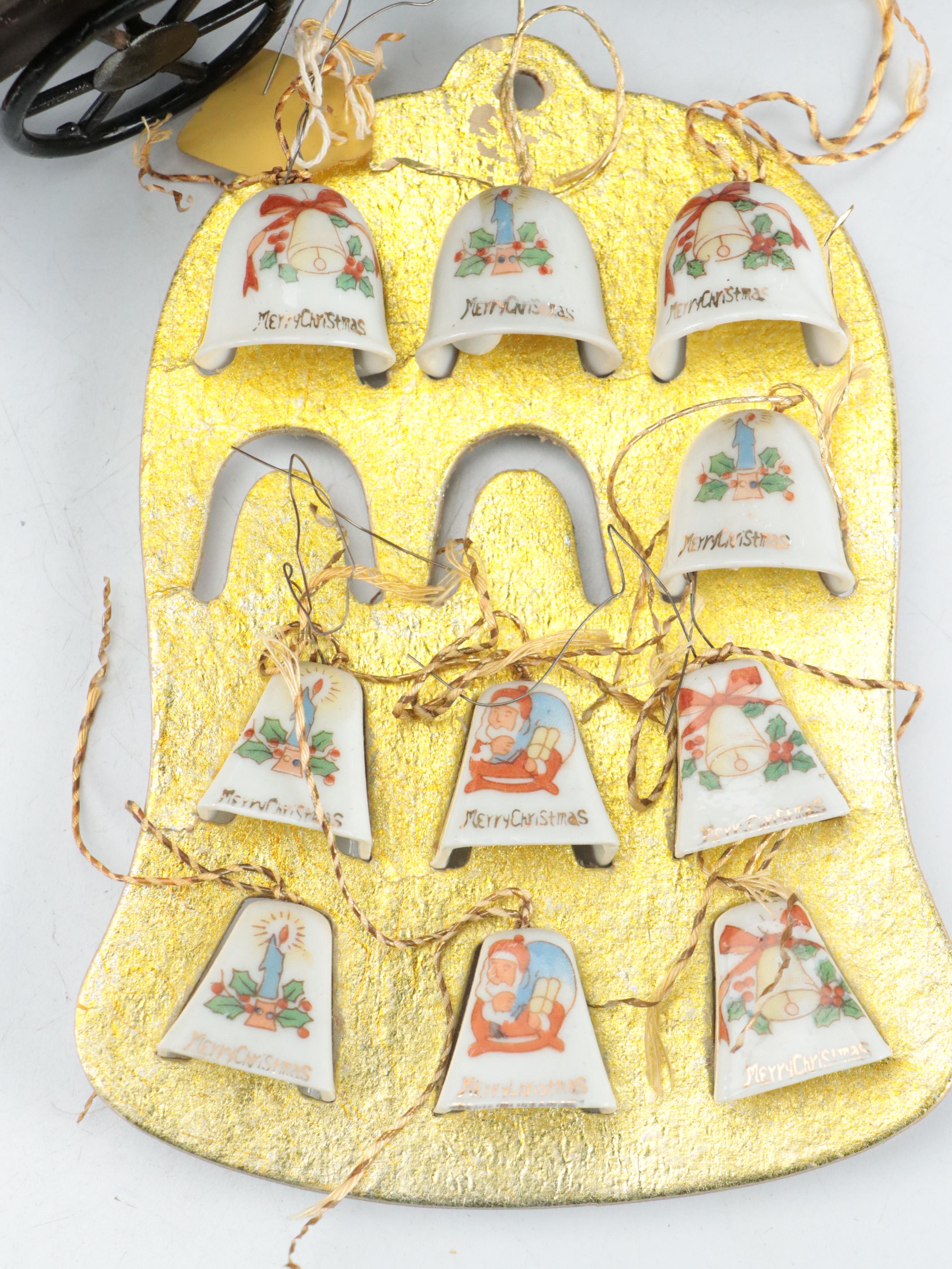 Ceramic Christmas Tree Cookie Jar, Metal Luminary, Plates and Other Décor