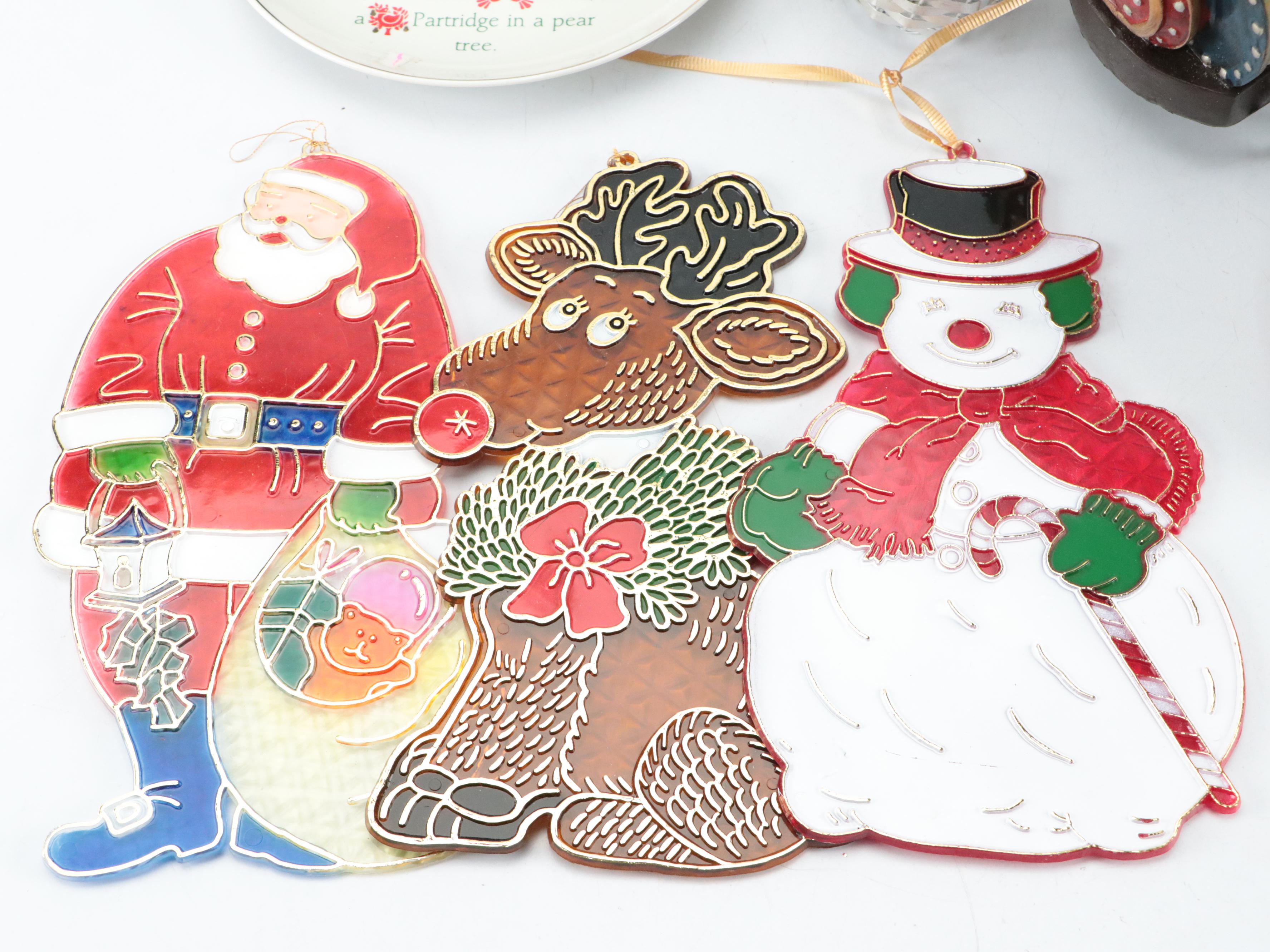 Ceramic Christmas Tree Cookie Jar, Metal Luminary, Plates and Other Décor