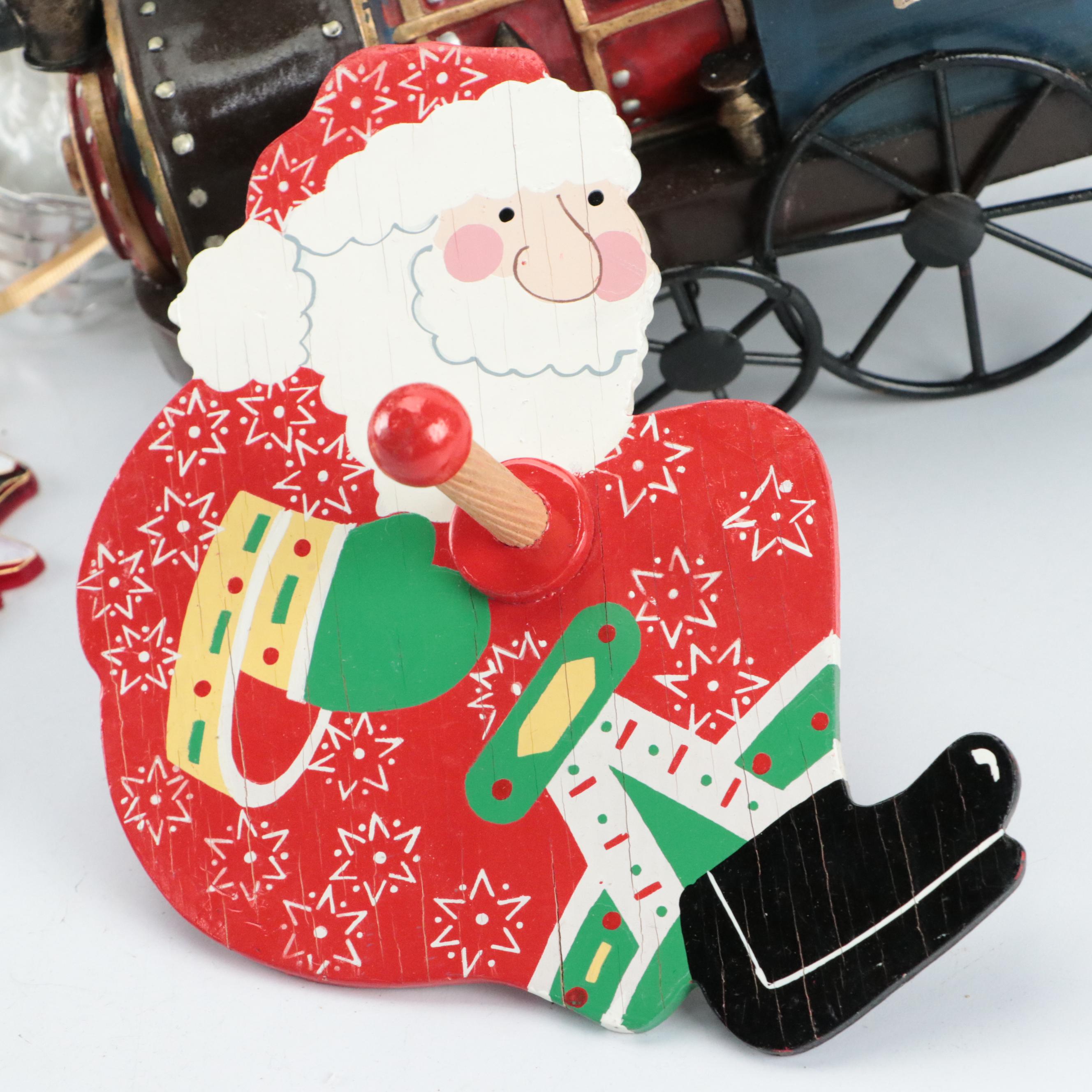 Ceramic Christmas Tree Cookie Jar, Metal Luminary, Plates and Other Décor