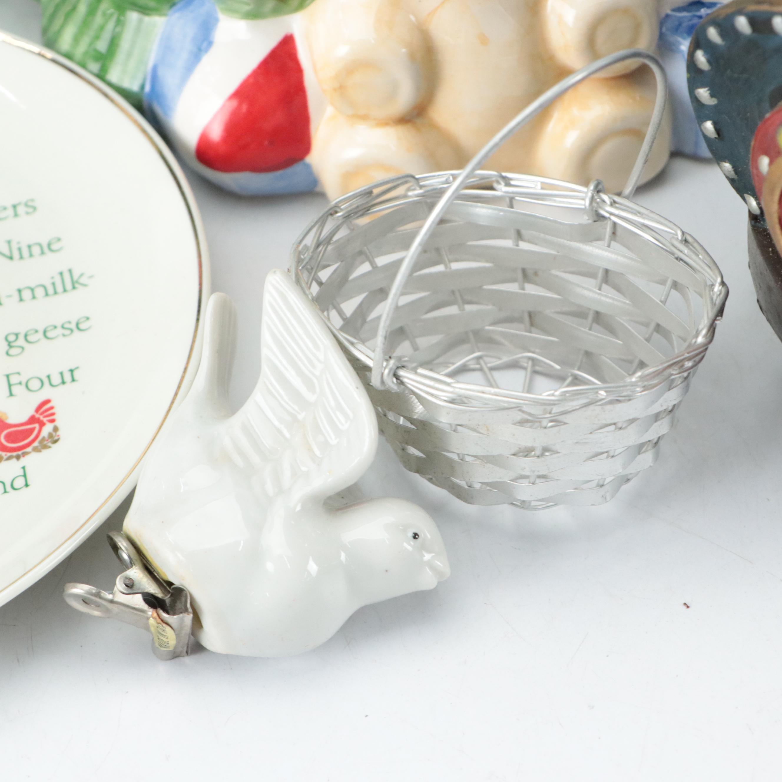 Ceramic Christmas Tree Cookie Jar, Metal Luminary, Plates and Other Décor