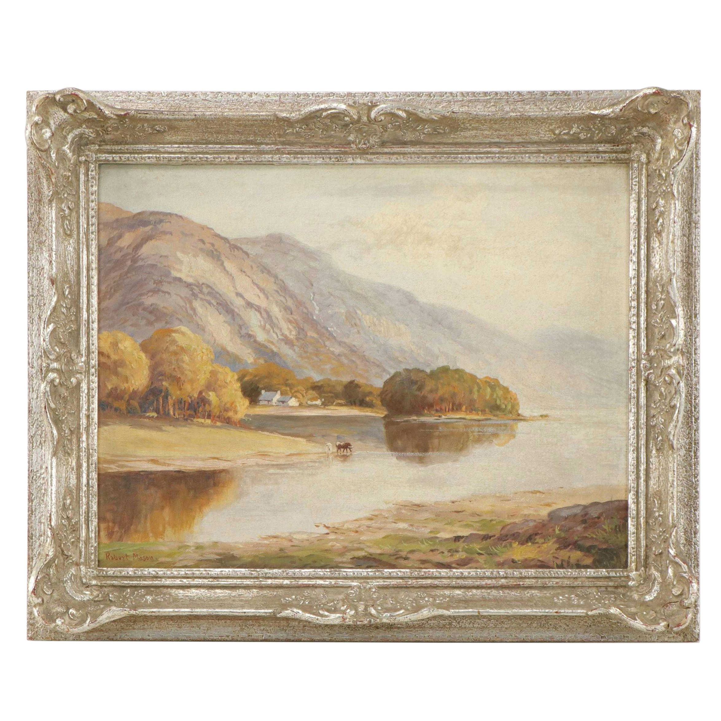 Robert Mason Oil Painting "Derwentwater from Friar's Crag," Mid-20th Century