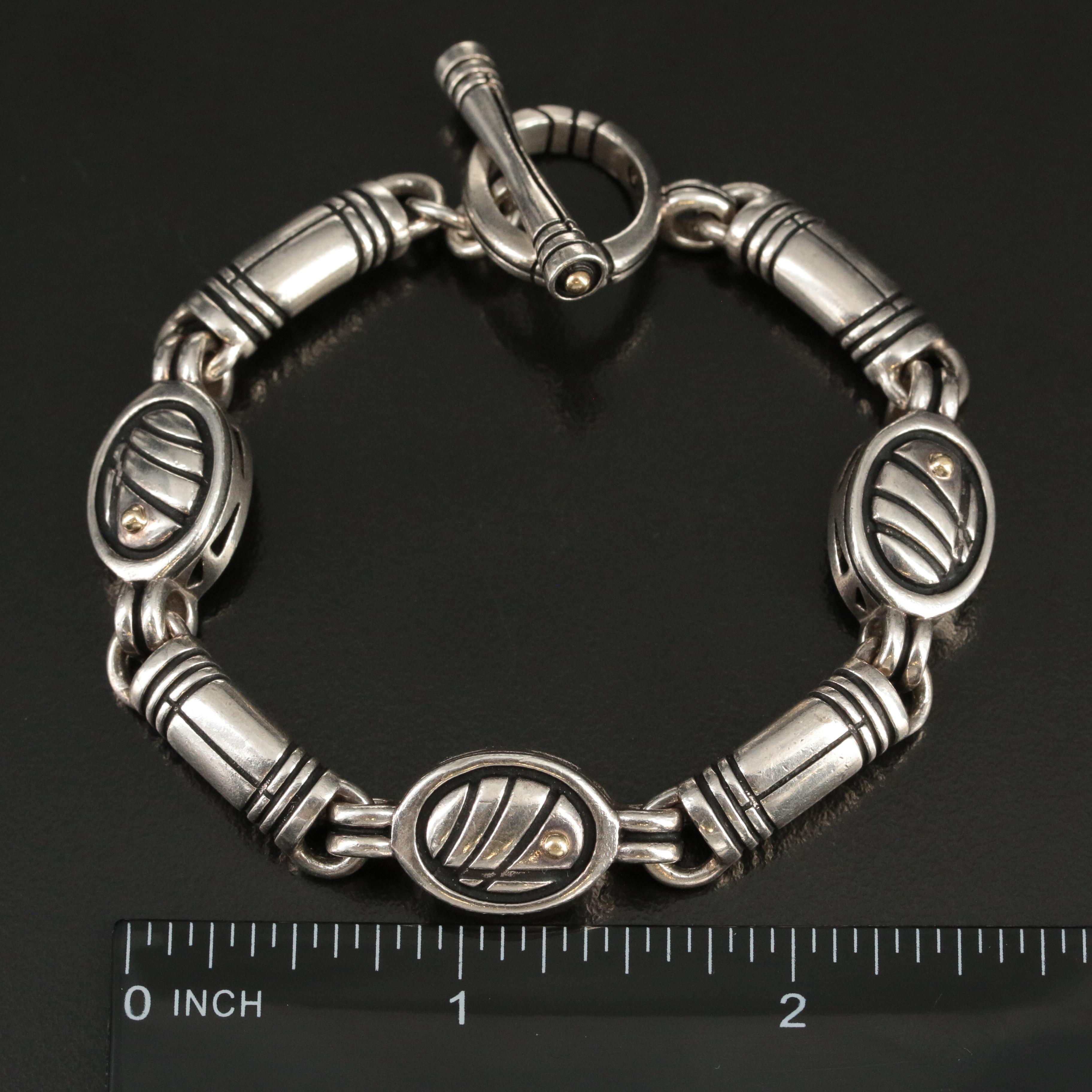 Sterling Toggle Bracelet with 18K Gold Accents