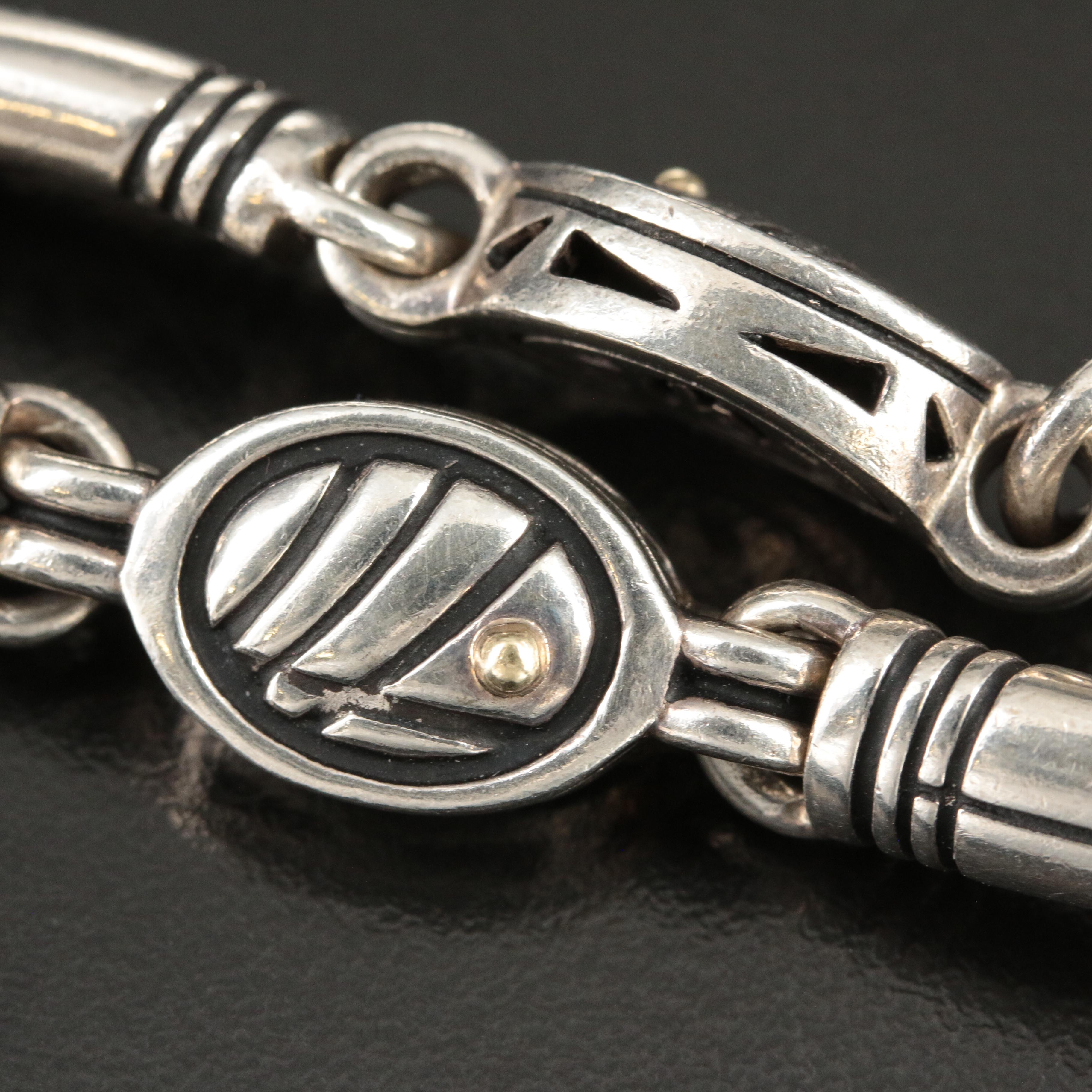 Sterling Toggle Bracelet with 18K Gold Accents