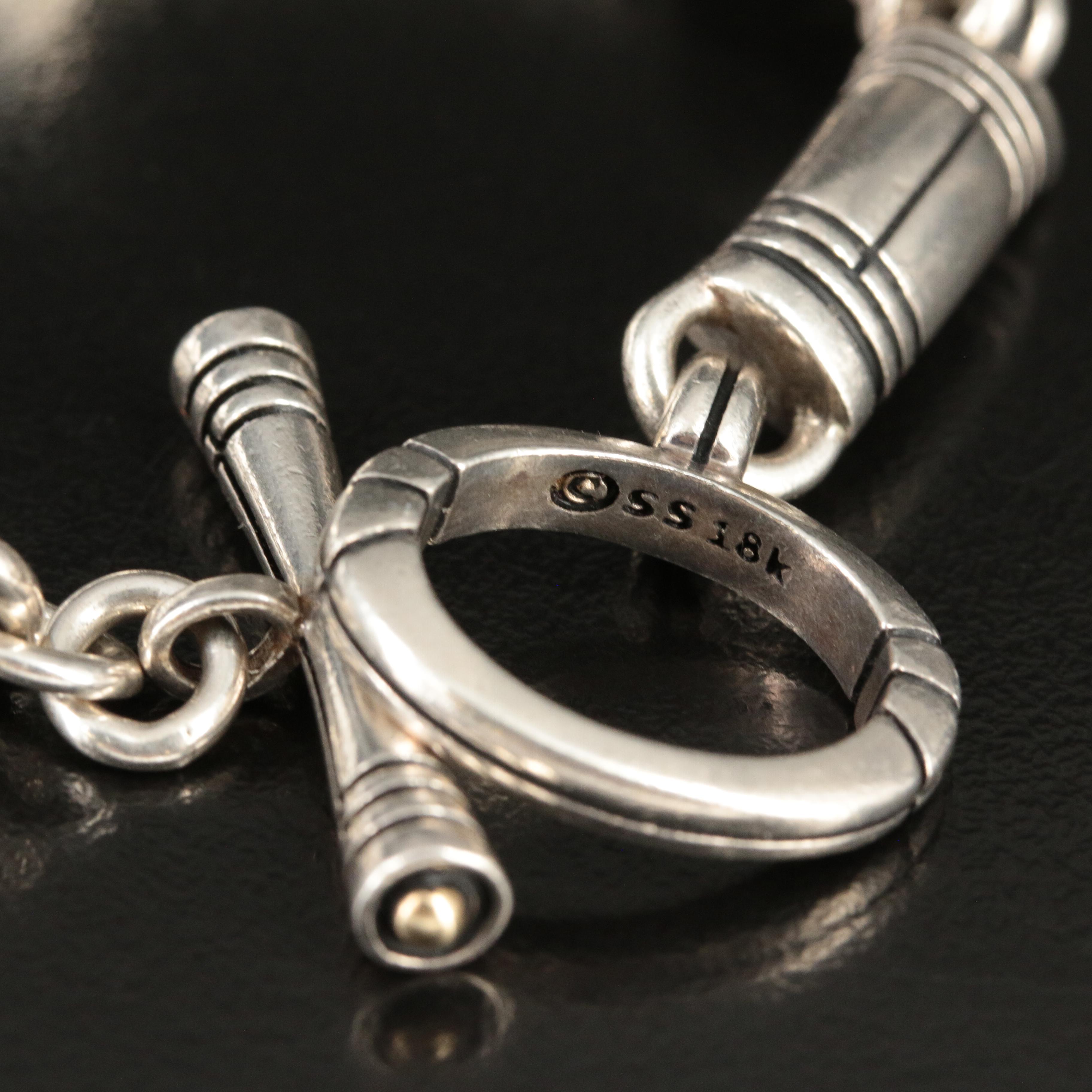 Sterling Toggle Bracelet with 18K Gold Accents