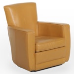American Leather Modernist Style Swivel Armchair