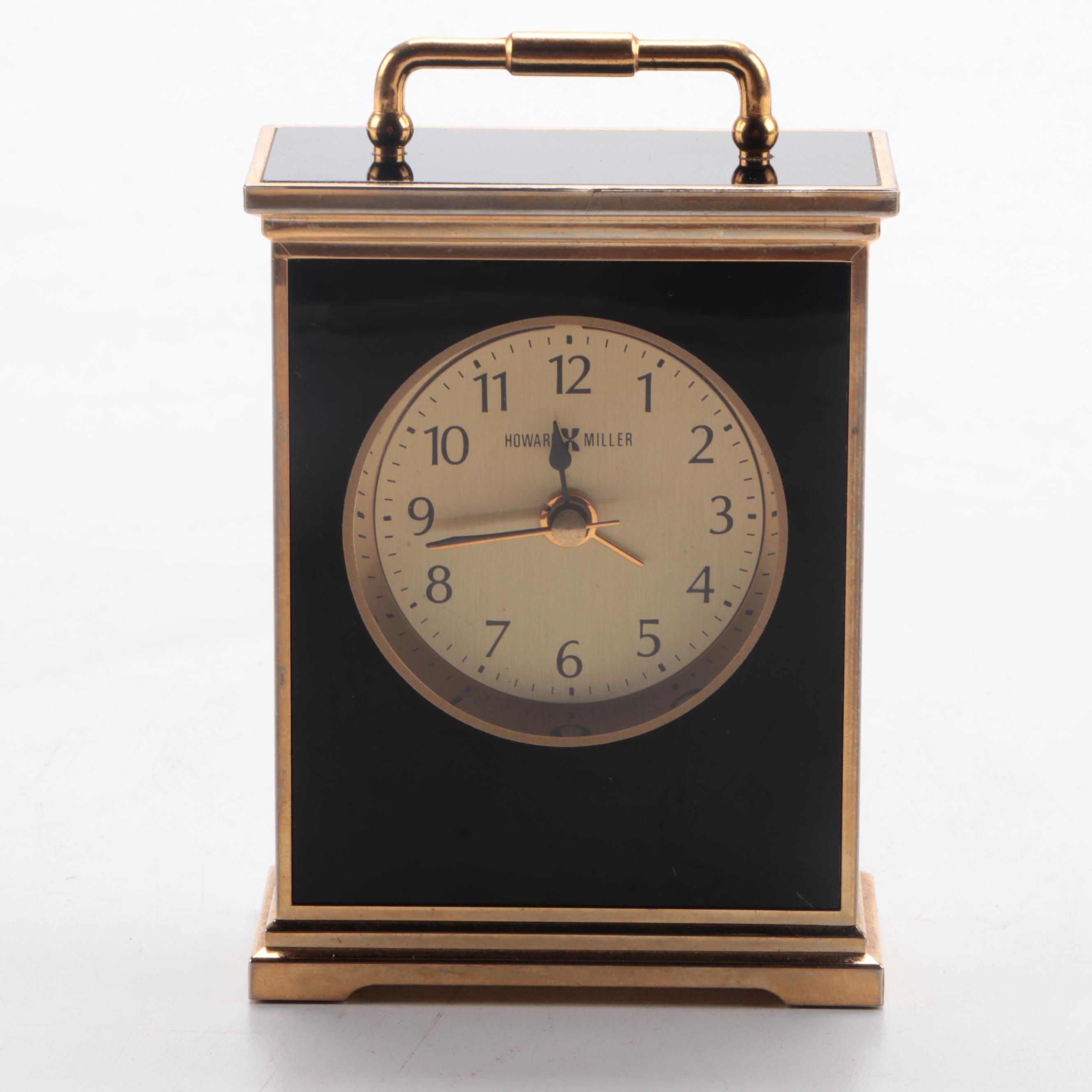 Howard Miller Gilt Metal and Black Enamel Carriage Clock EBTH