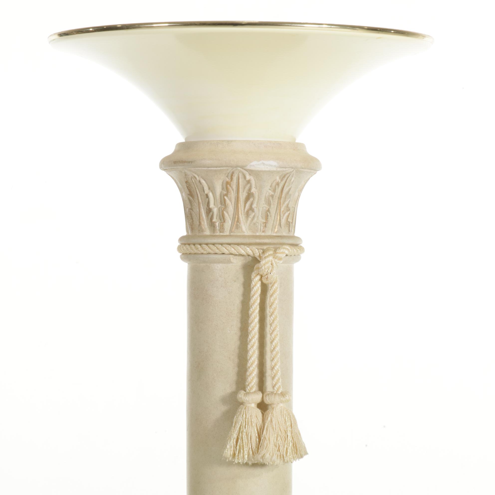 Neoclassical Style Cast Plaster Torchiere Floor Lamp, Late 20th Century