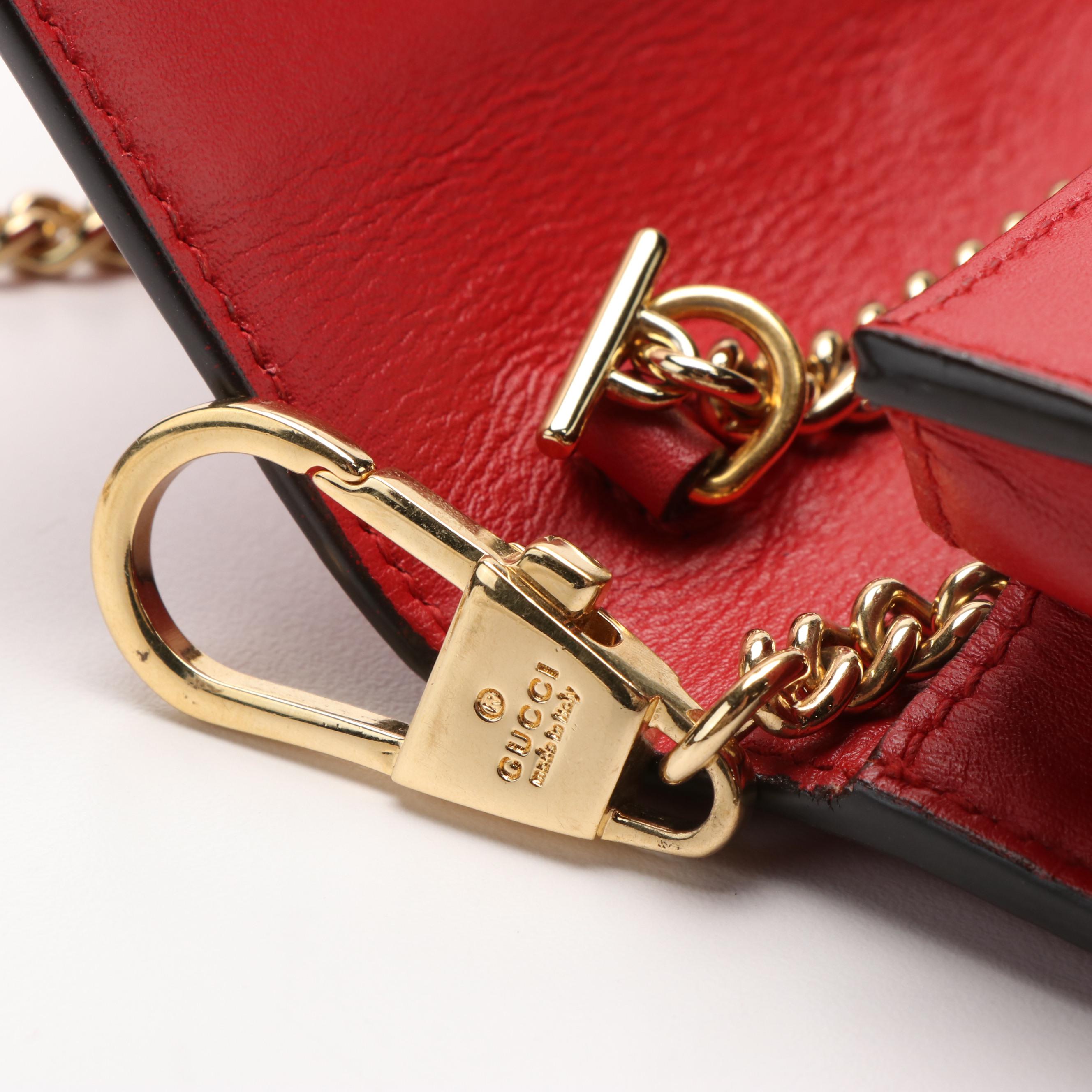 Gucci Sylvie Red Leather Chain Shoulder Red Leather Bag