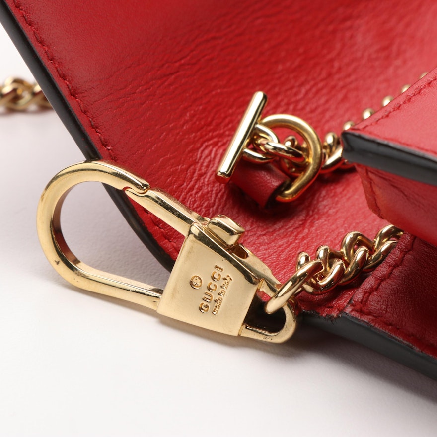 Gucci Sylvie Red Leather Chain Shoulder Red Leather Bag | EBTH