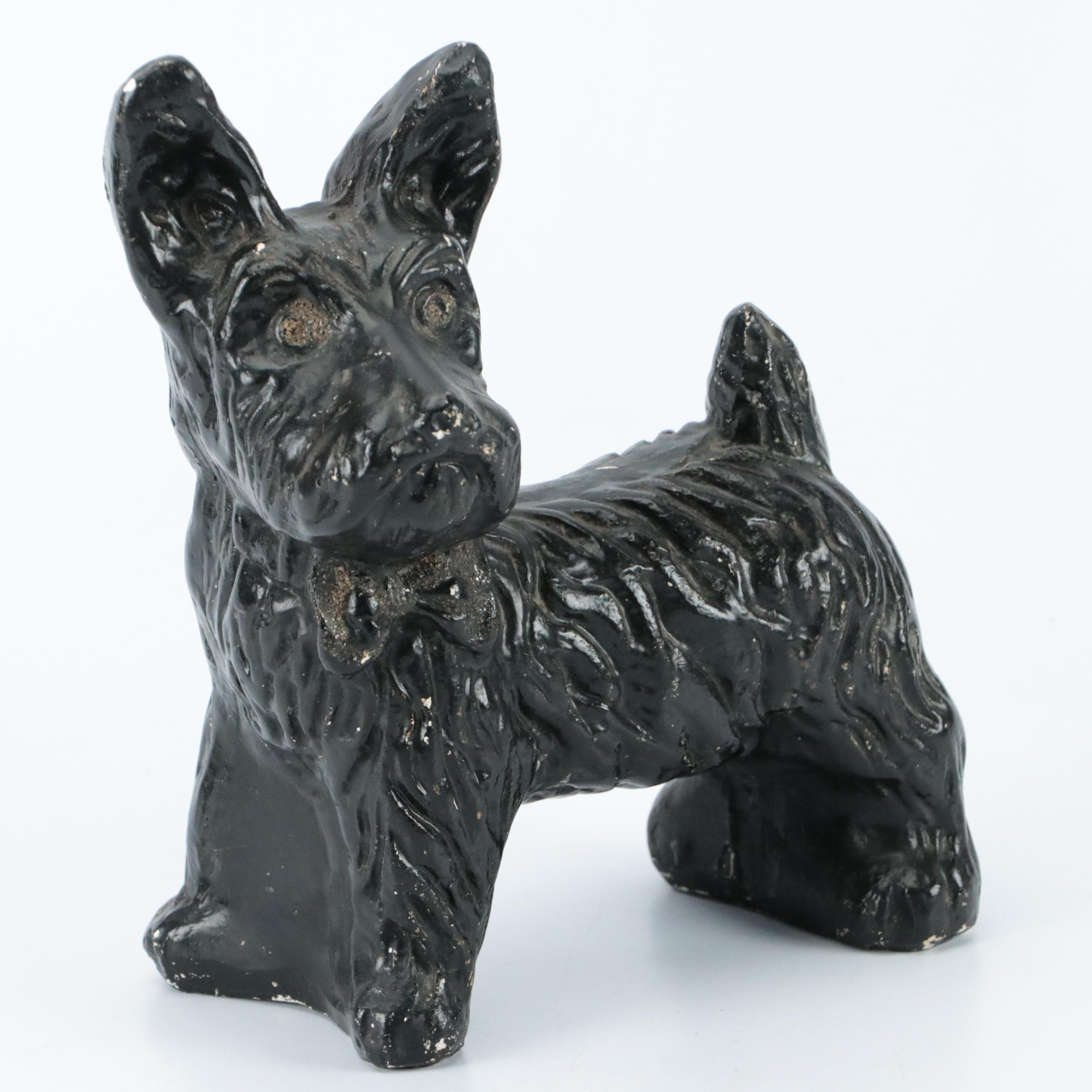 Cast Iron Scottie Dog Doorstop and Plaster Figurine EBTH