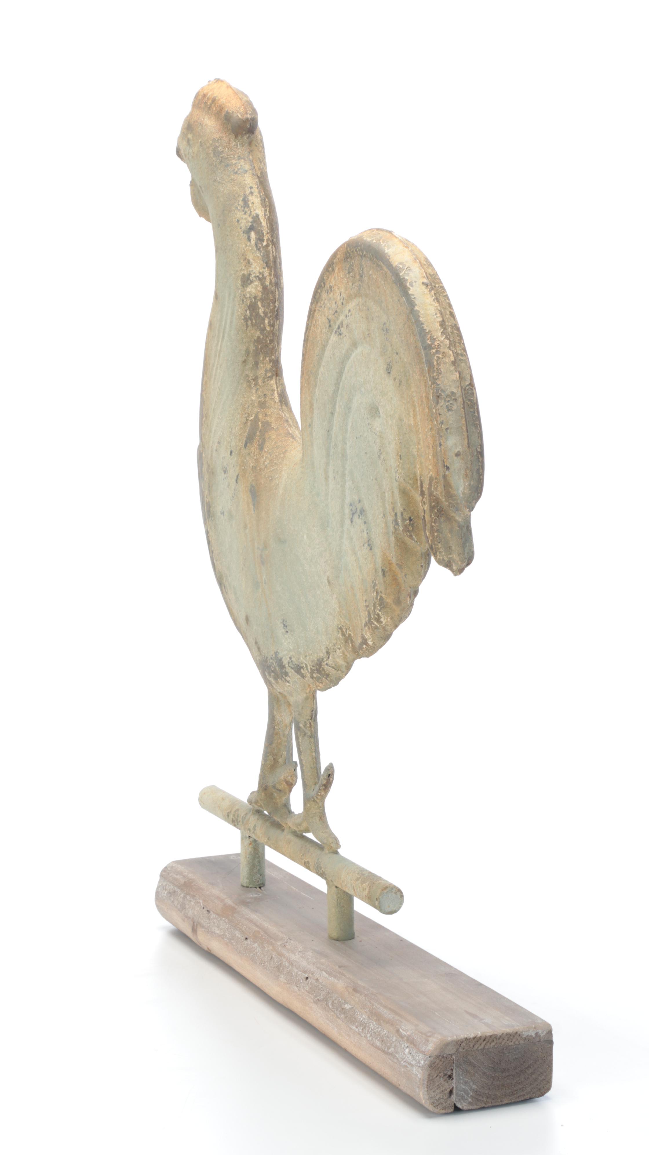 Galvanized Metal Rooster Weathervane Topper on Stand