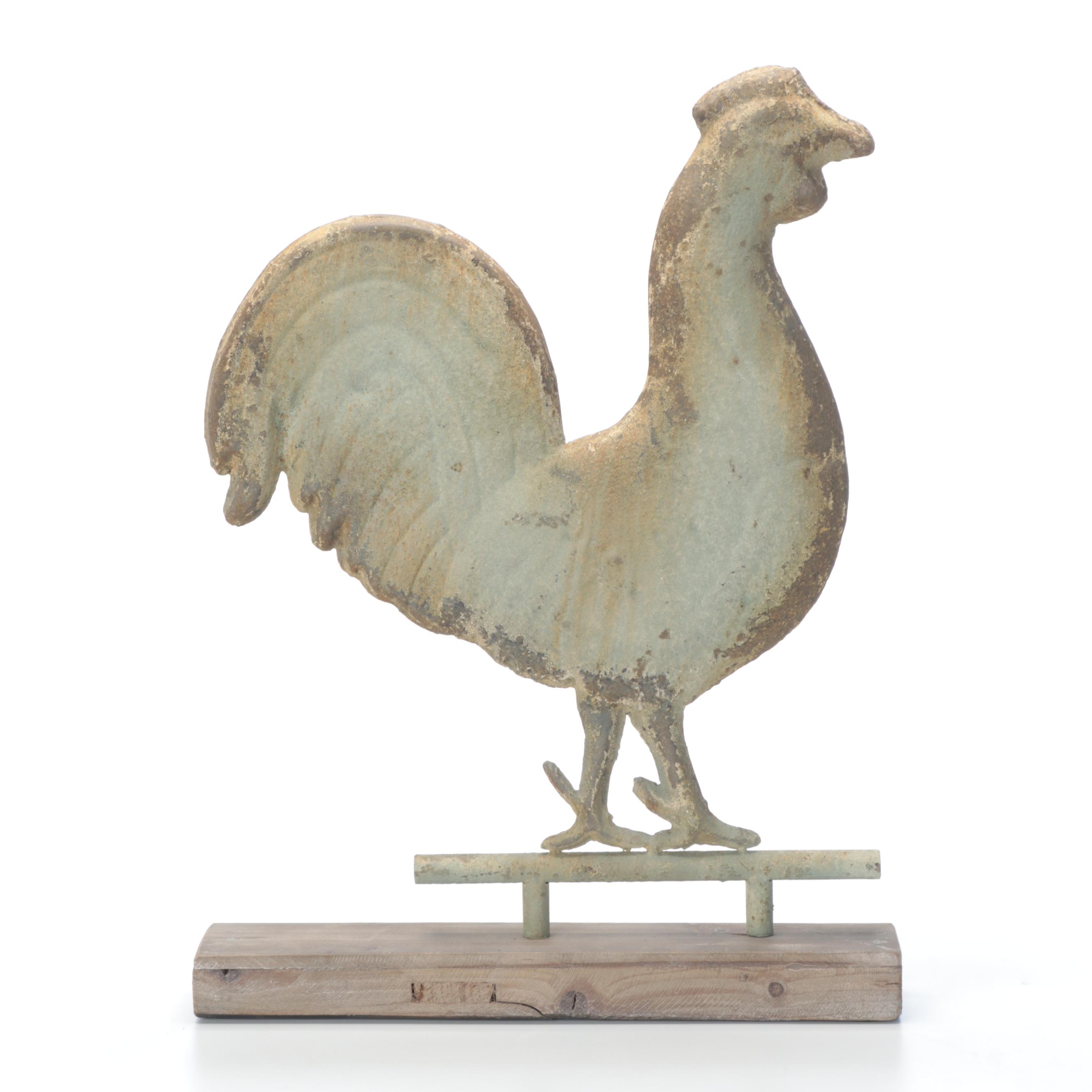 Galvanized Metal Rooster Weathervane Topper on Stand