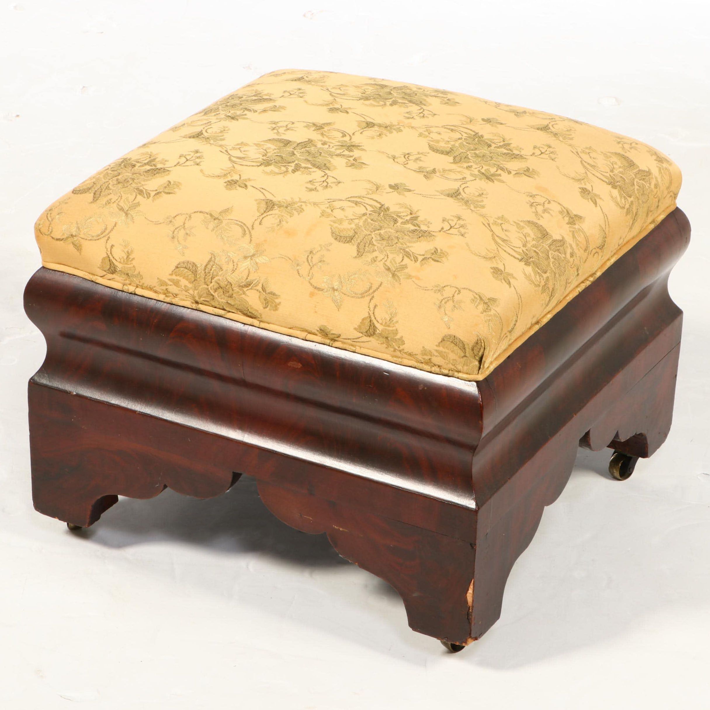 American Classical Flame Mahogany Ottoman, circa 1830