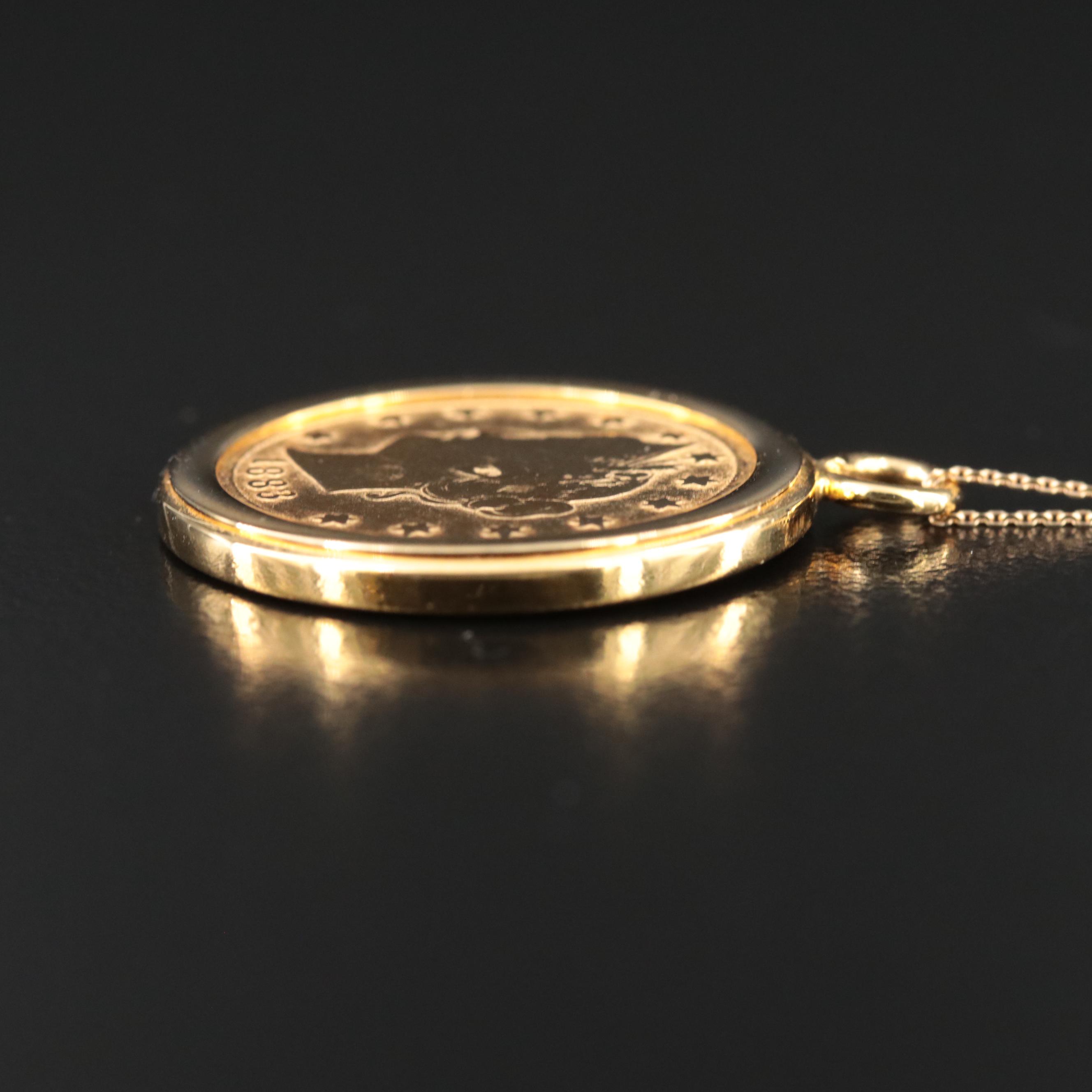 18K Chain with 1883 Racketeer Nickel in Pendant