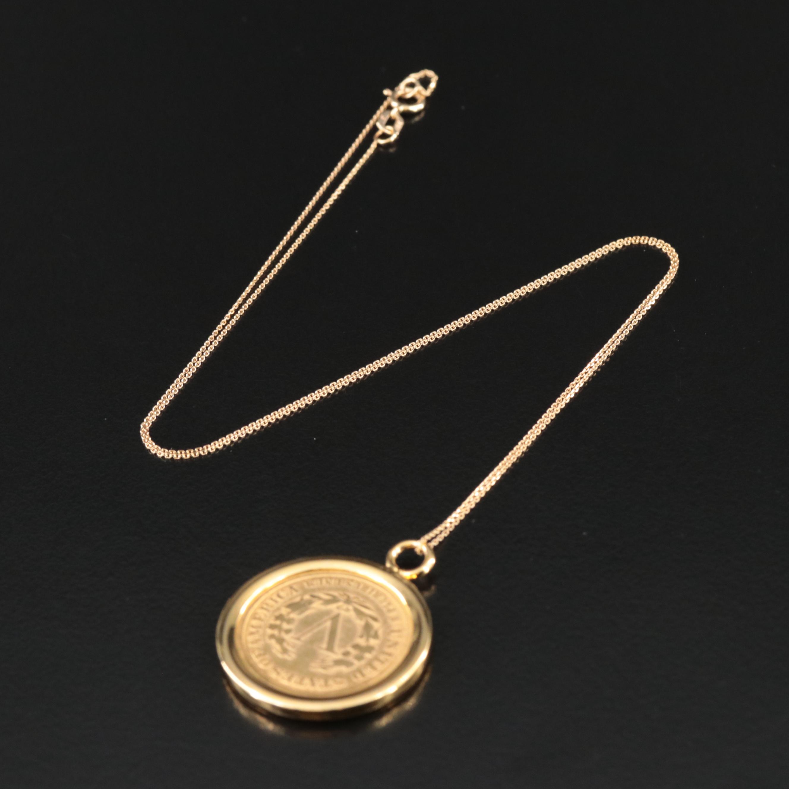 18K Chain with 1883 Racketeer Nickel in Pendant