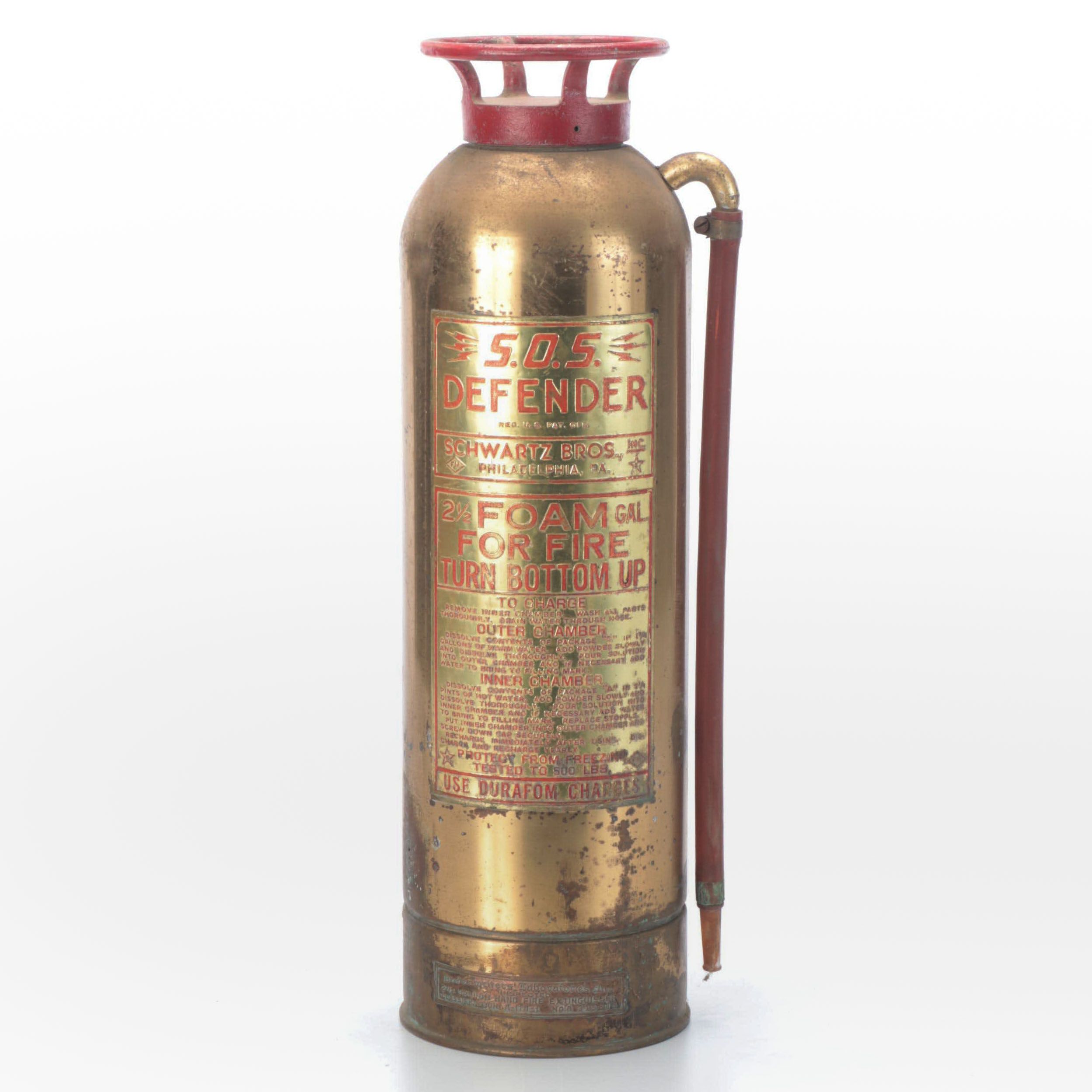 Schwartz Bros S. O. S. Defender Fire Extinguisher, Mid-20th Century