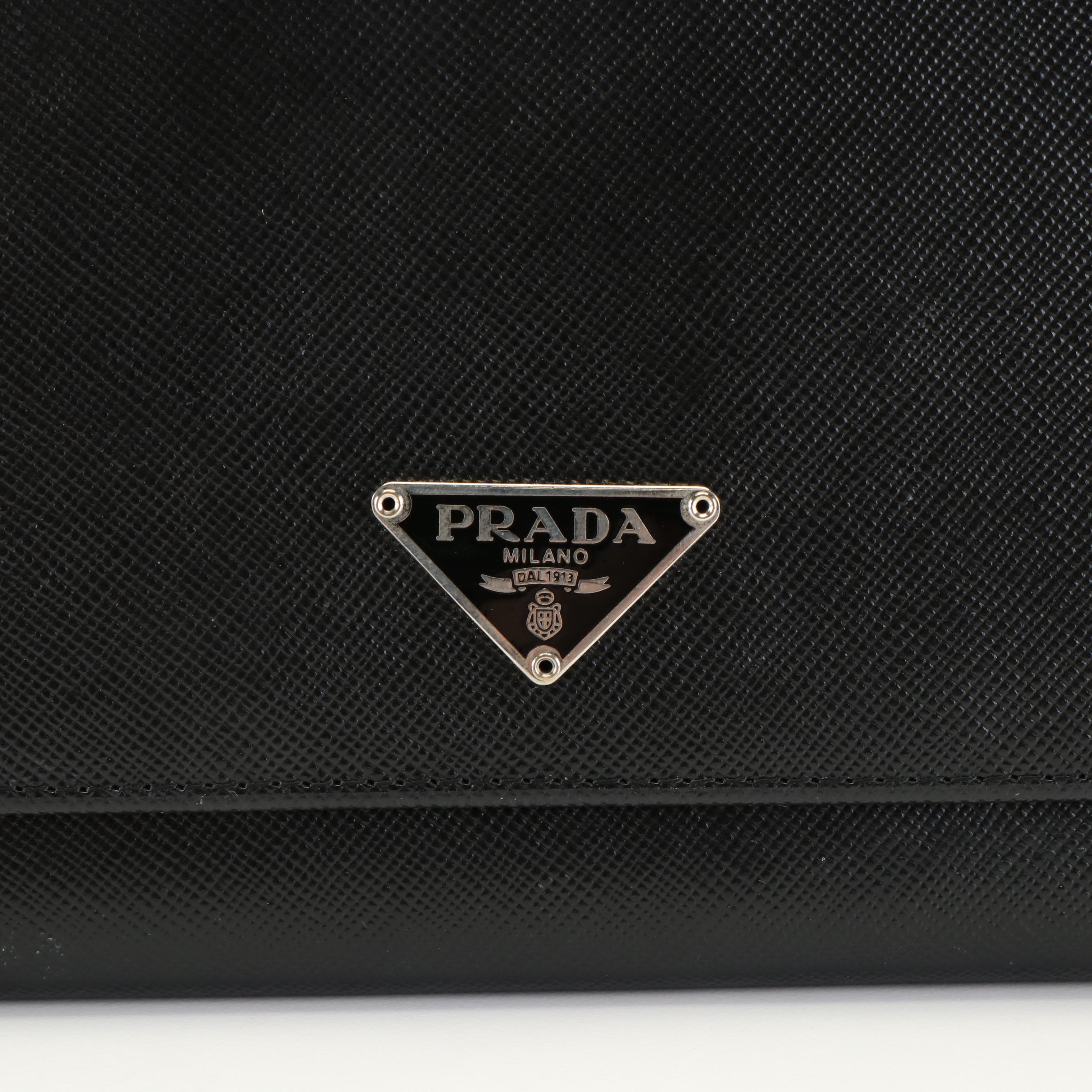 PRADA Black Saffiano Full Flap Long Wallet