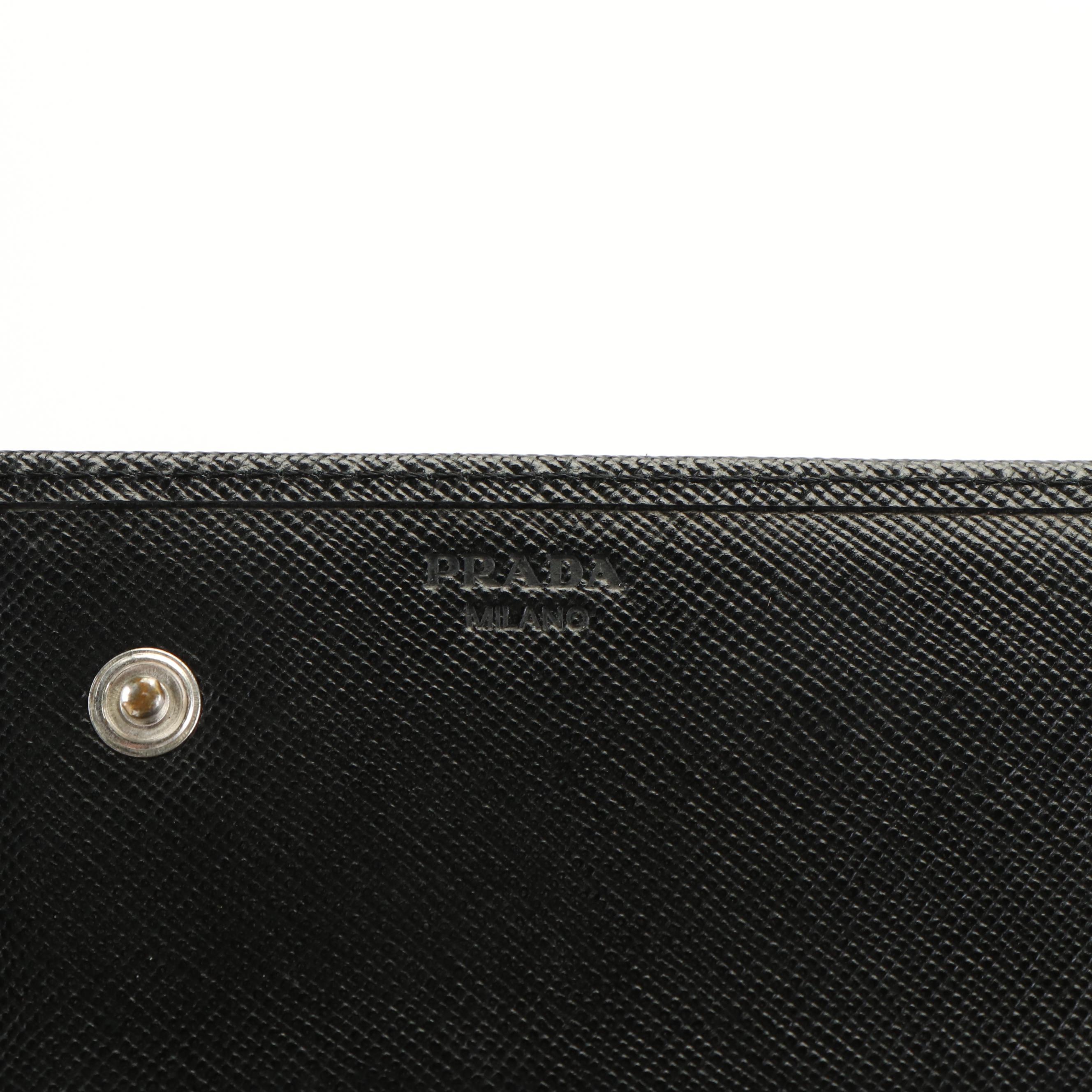 PRADA Black Saffiano Full Flap Long Wallet