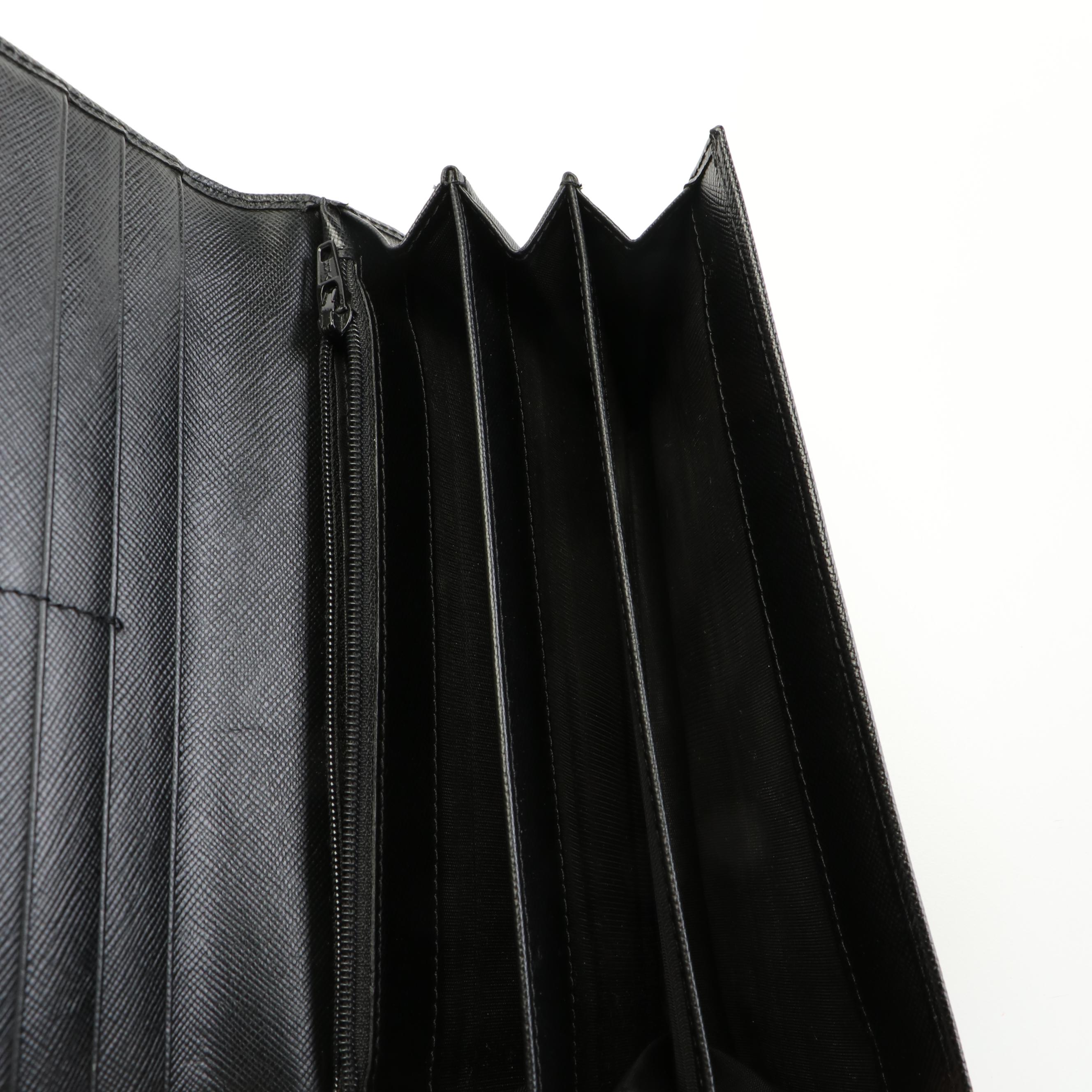 PRADA Black Saffiano Full Flap Long Wallet