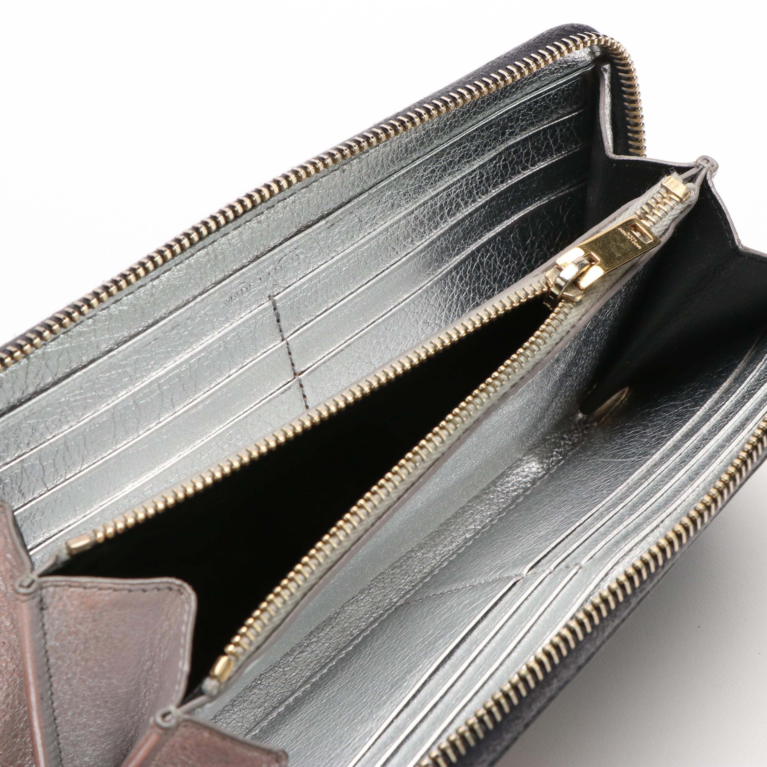 Yves Saint Laurent YSL Logo Leather Zip Around Wallet