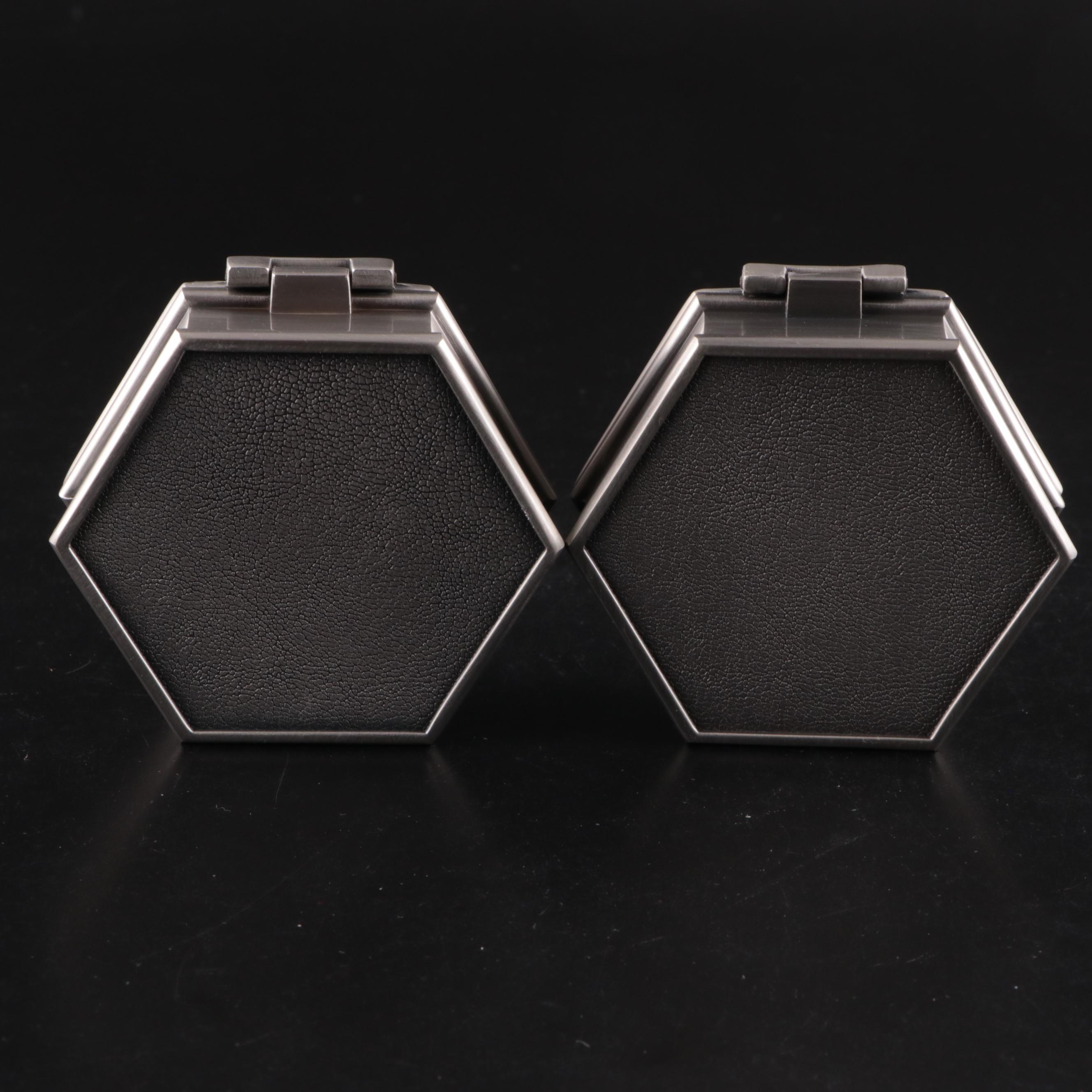 Collection of Brushed Metal and Velvet Lined Pill Boxes