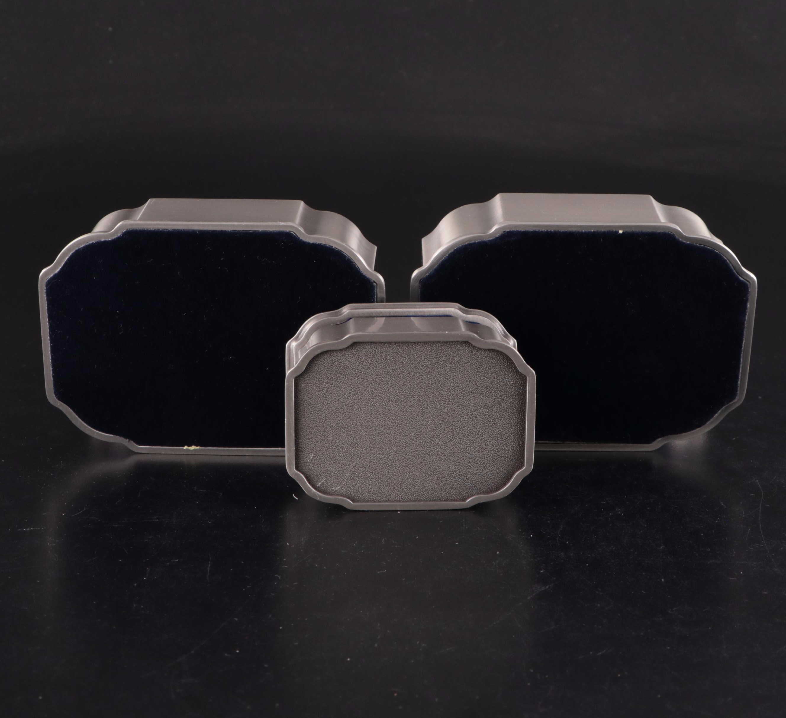 Collection of Brushed Metal and Velvet Lined Pill Boxes