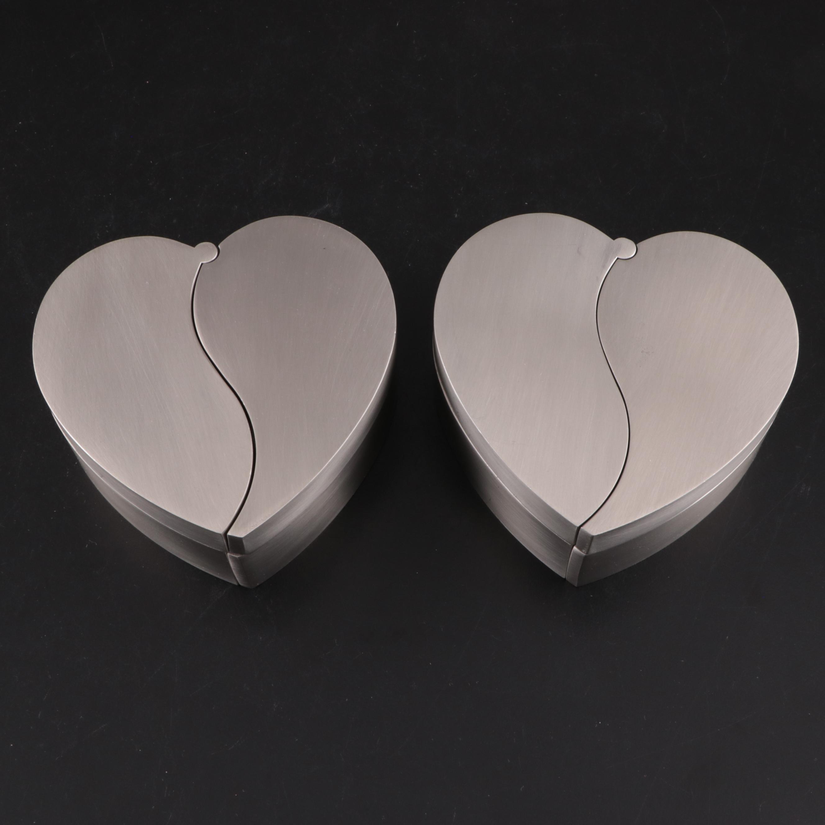 Collection of Brushed Metal and Velvet Lined Pill Boxes