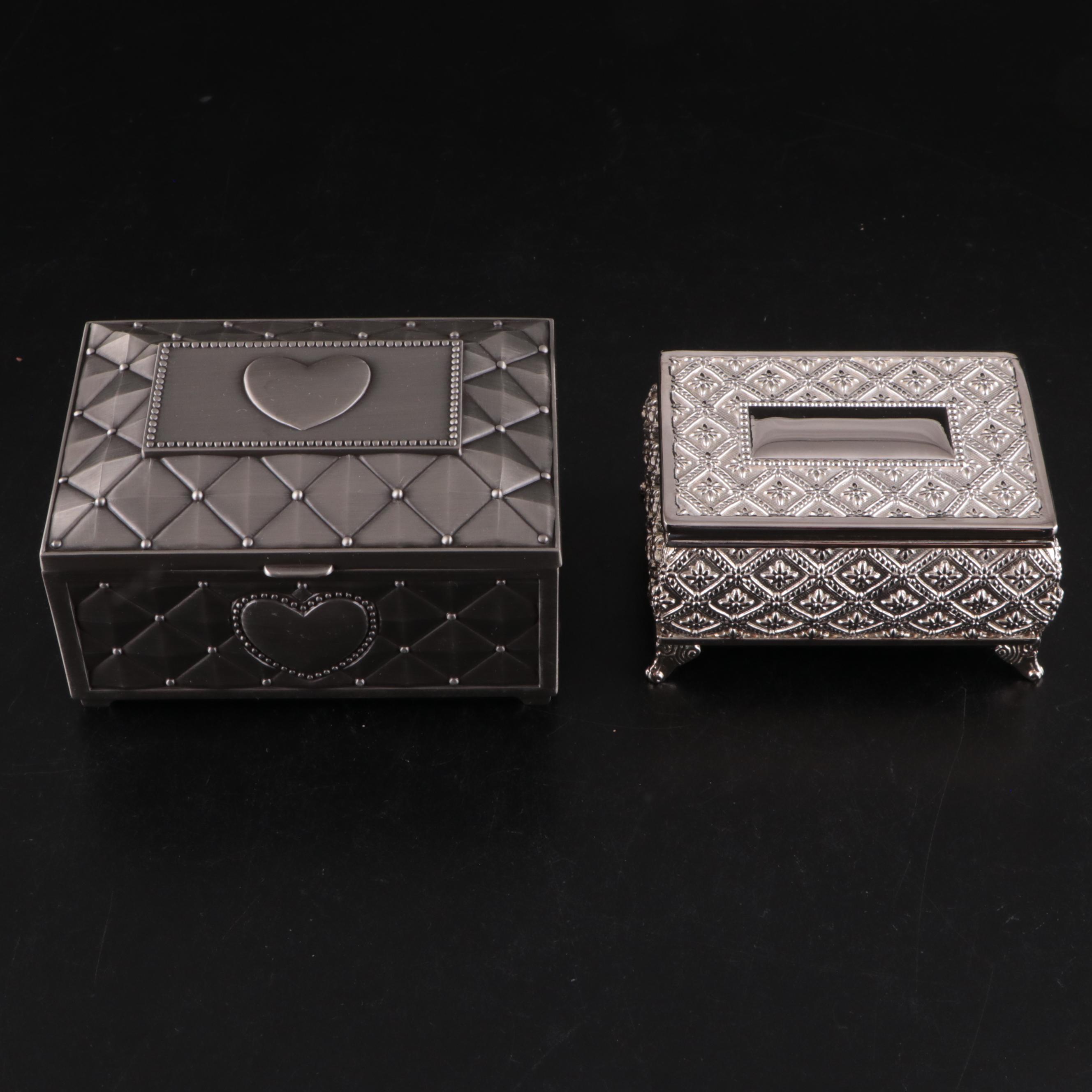 Collection of Brushed Metal and Velvet Lined Pill Boxes