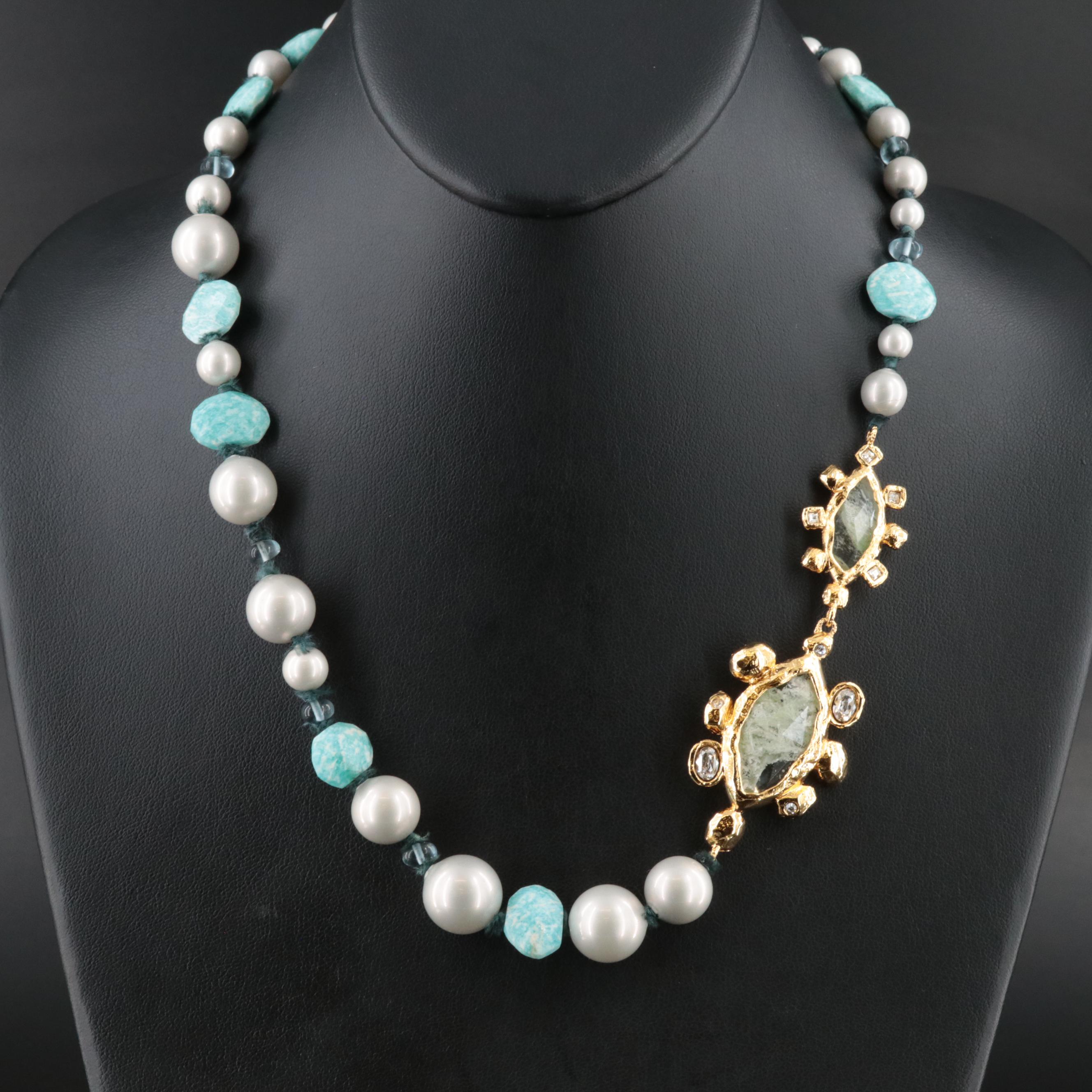 Alexis Bittar Necklace with Crystal and Faux Pearls