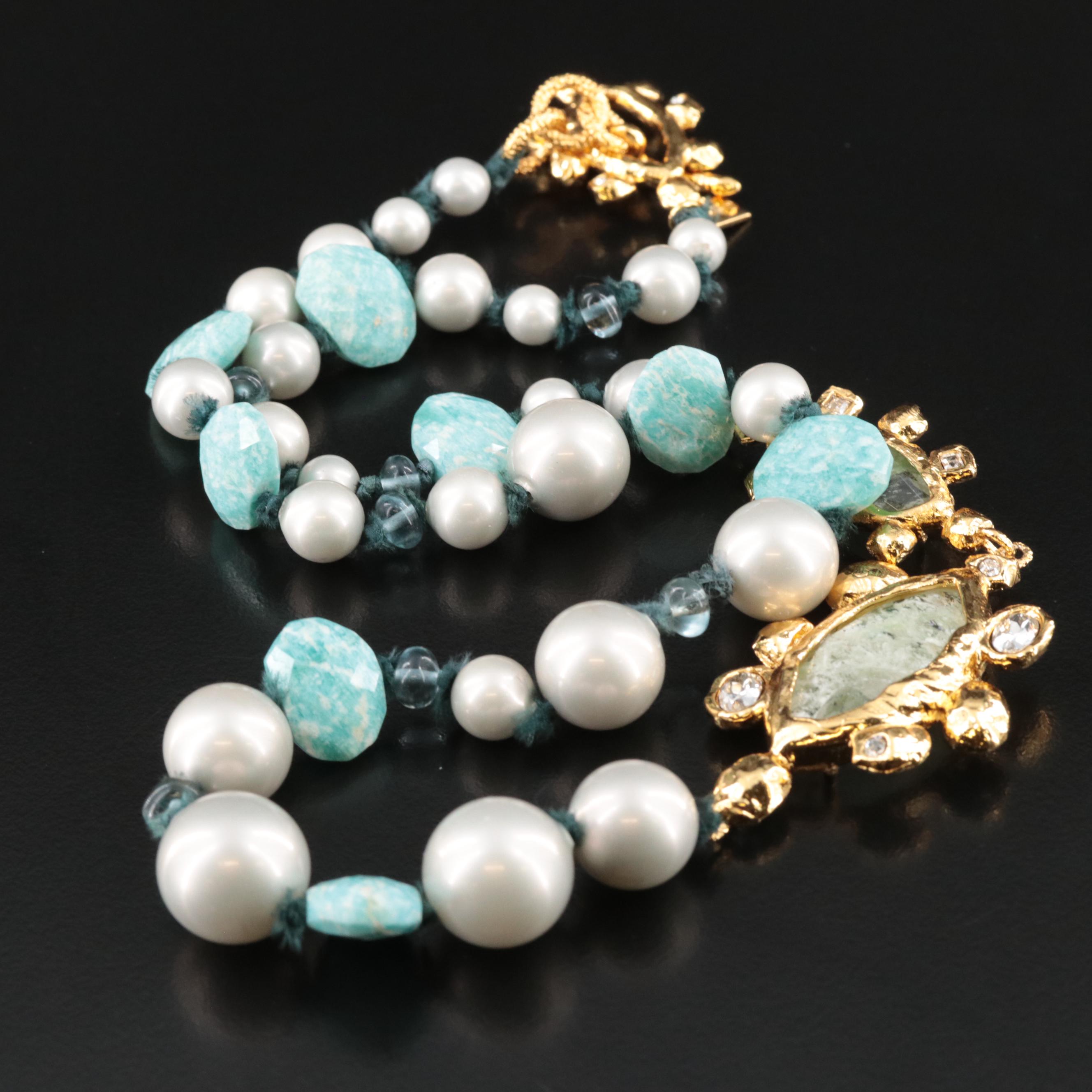 Alexis Bittar Necklace with Crystal and Faux Pearls