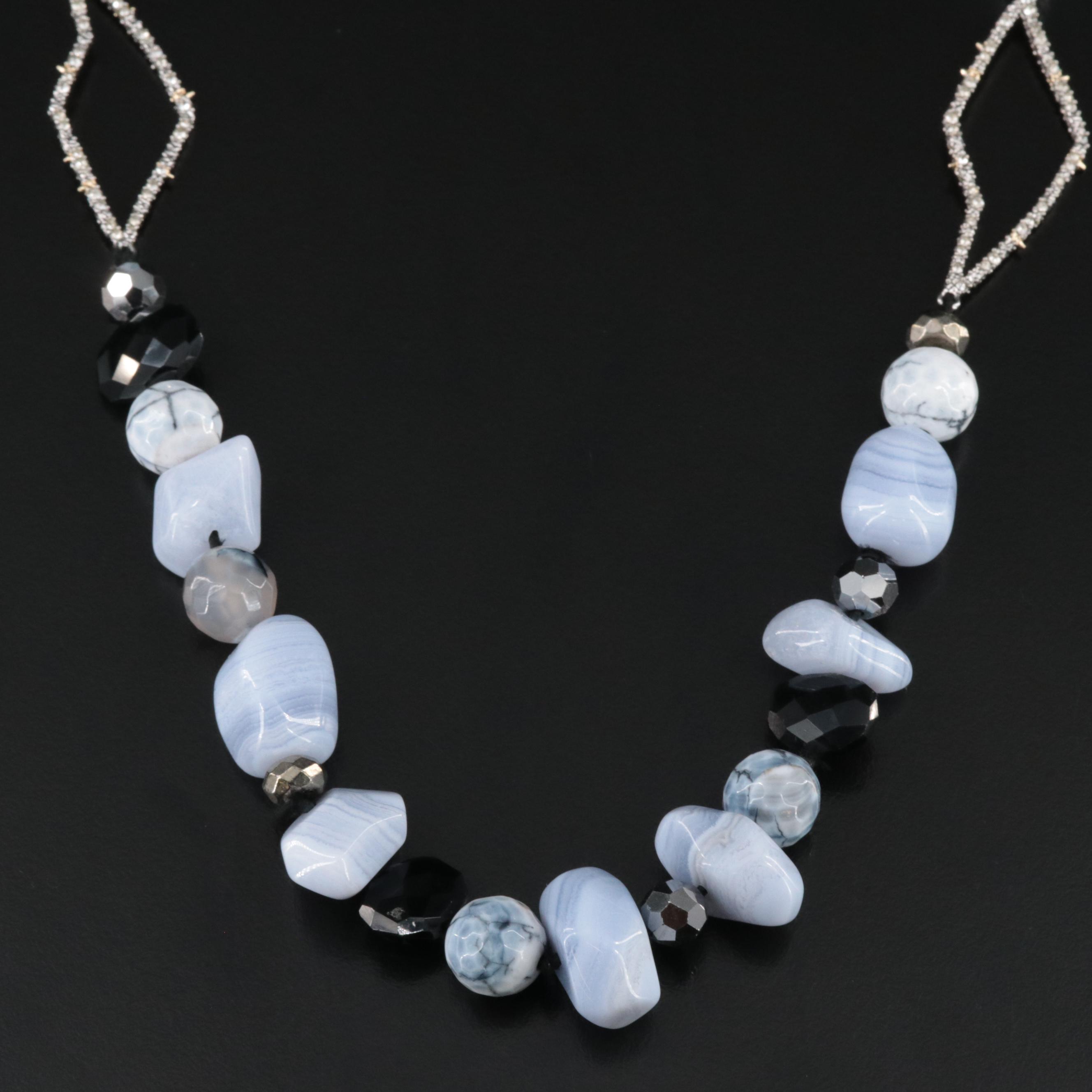 Alexis Bittar Necklace Featuring Agate, Black Onyx and Crystal