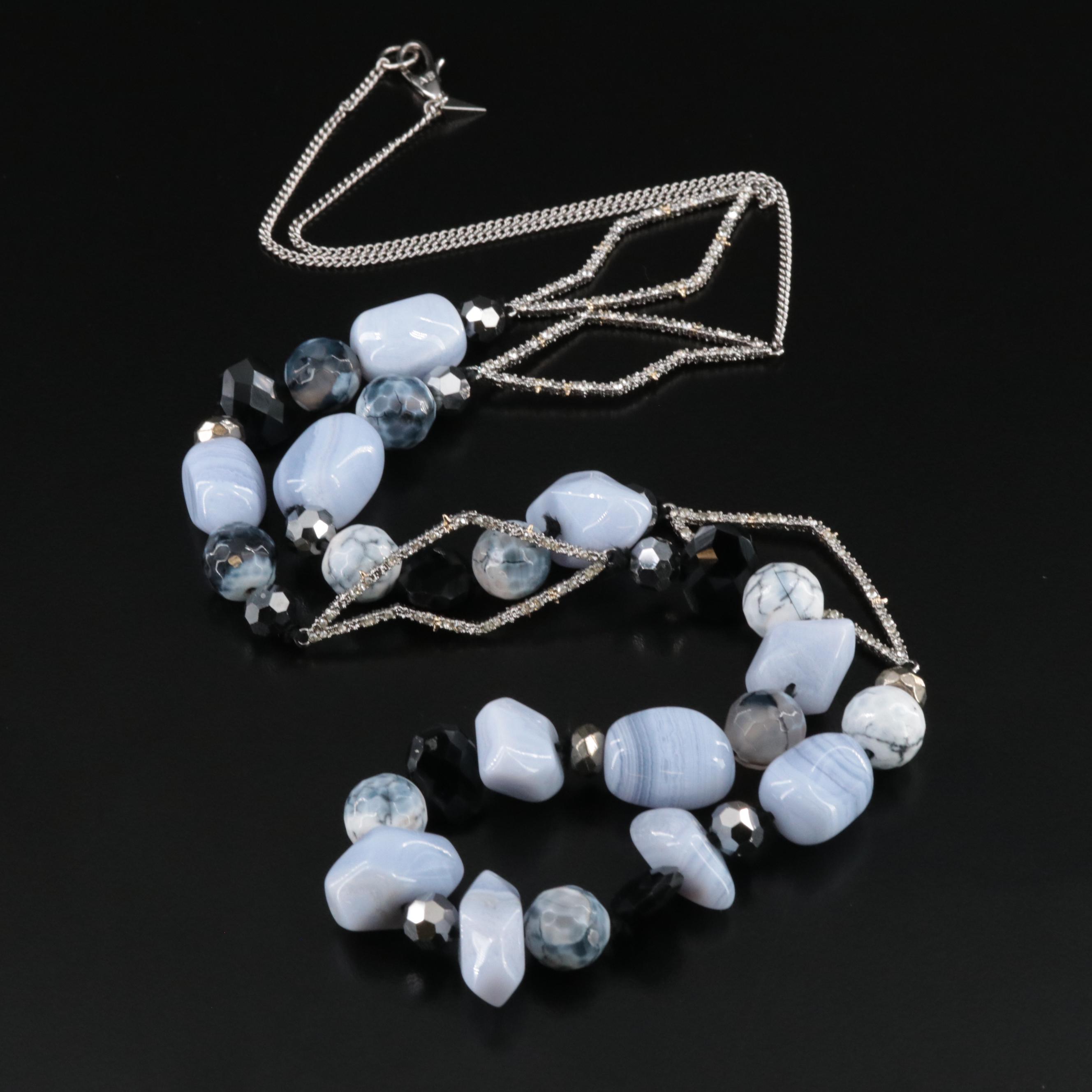 Alexis Bittar Necklace Featuring Agate, Black Onyx and Crystal