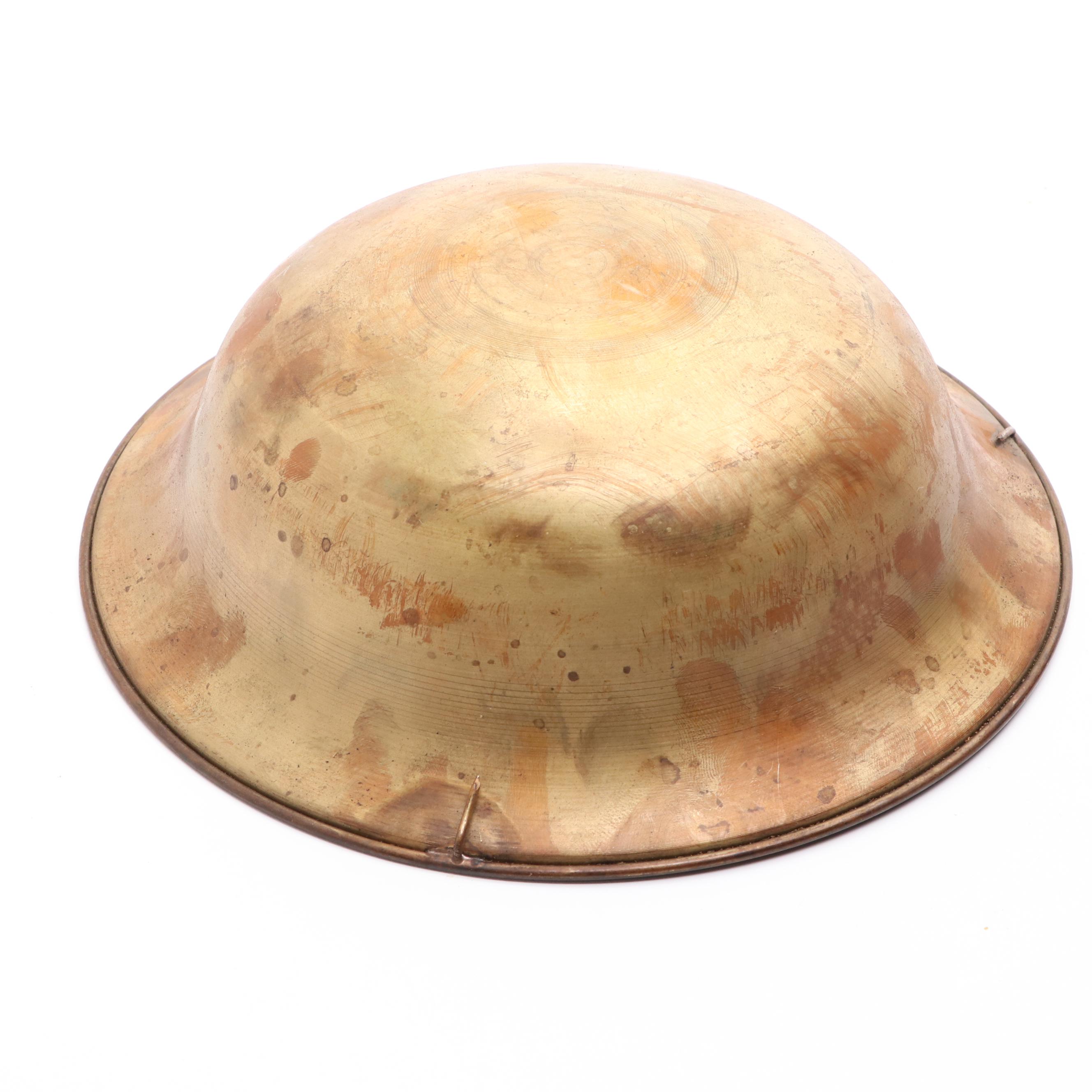 Italian Wooden Pedestal Bowl with Brass Bowl Insert