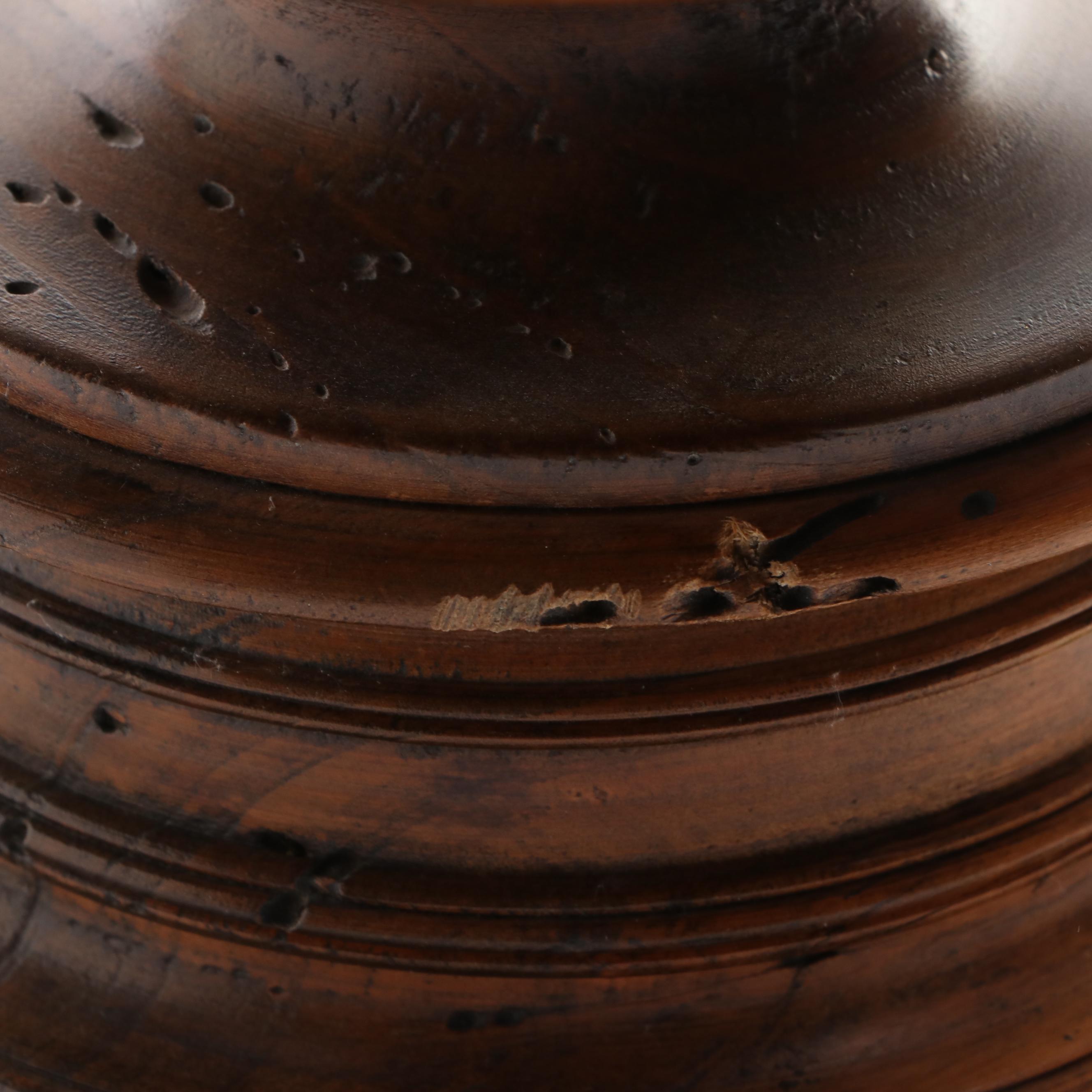 Italian Wooden Pedestal Bowl with Brass Bowl Insert