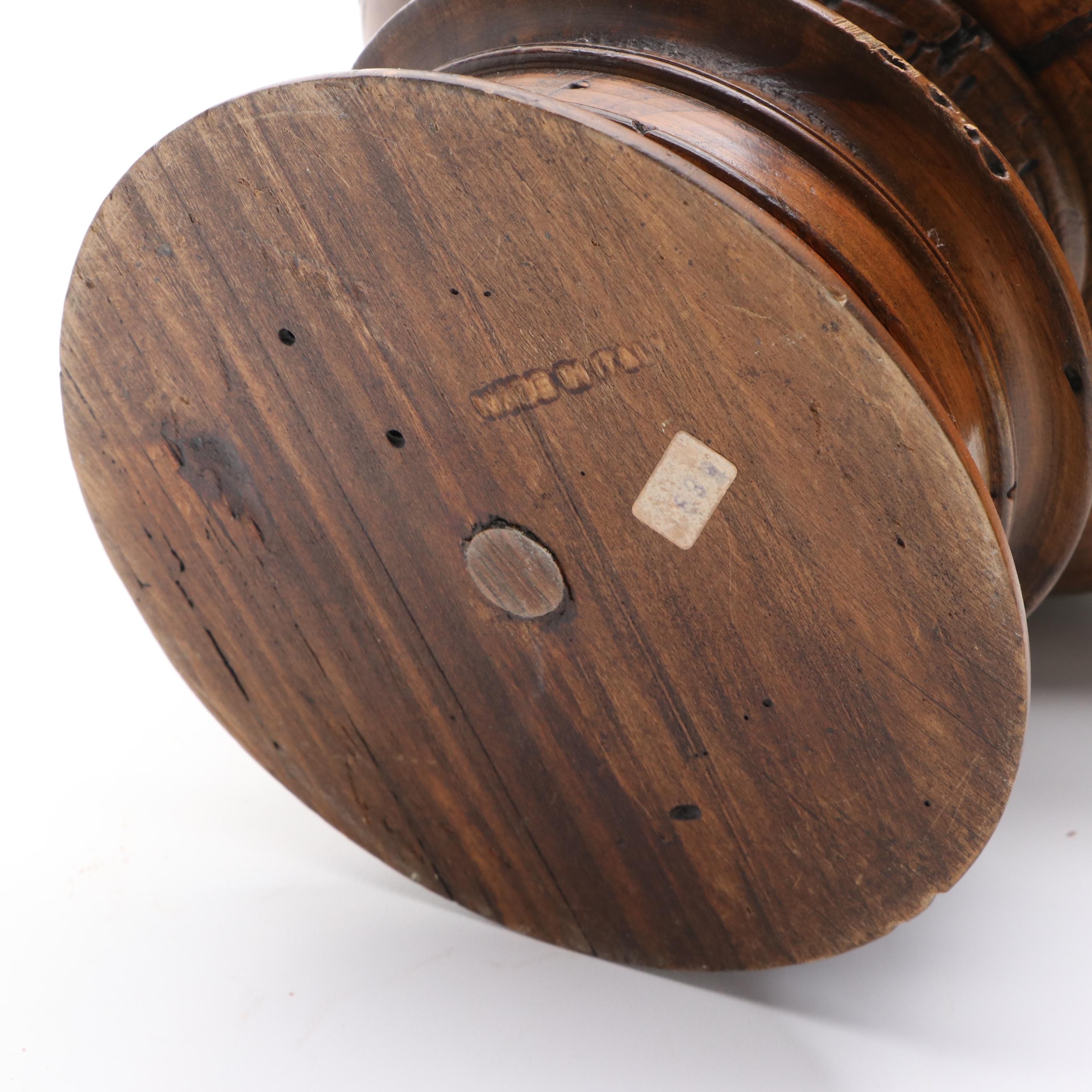 Italian Wooden Pedestal Bowl with Brass Bowl Insert