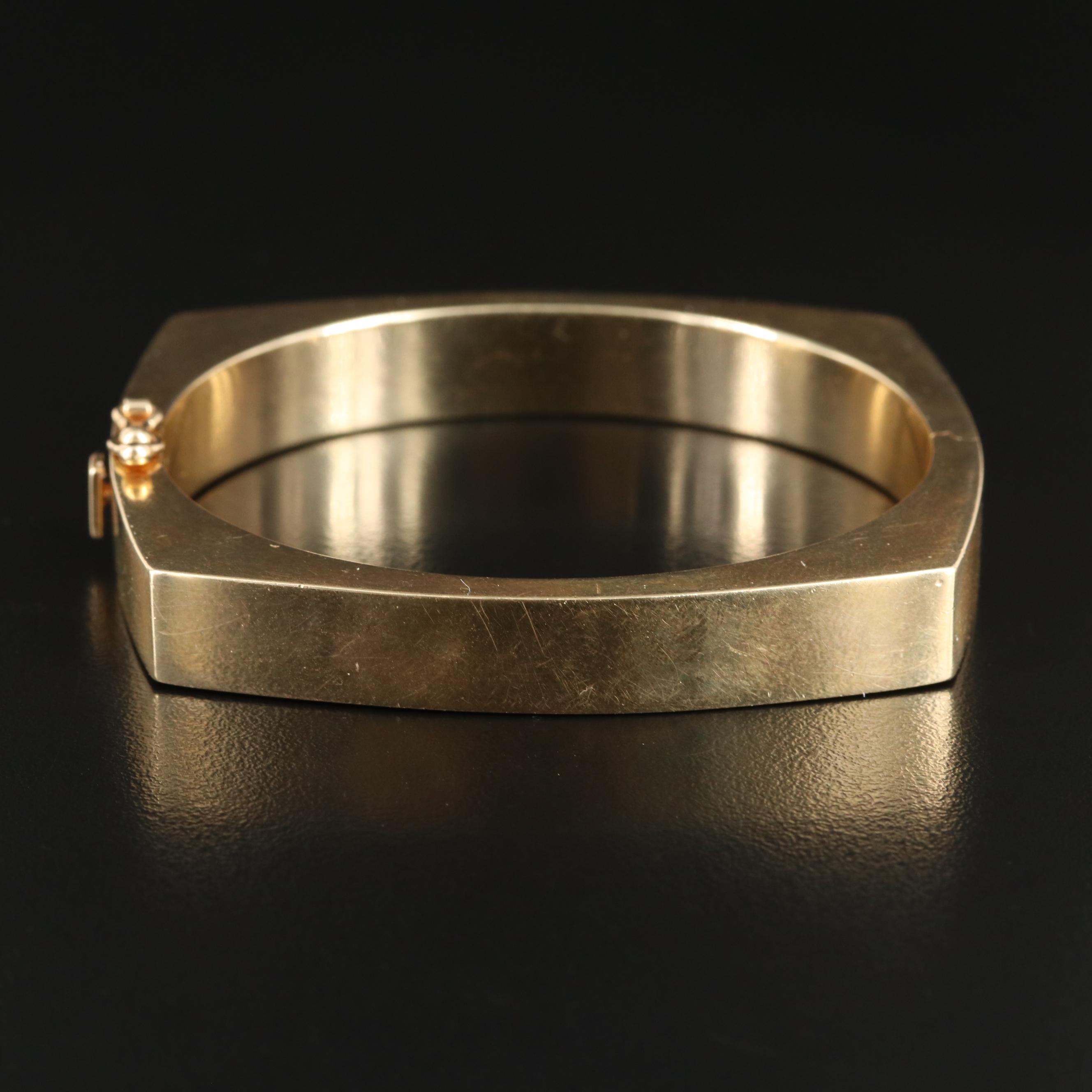 14K 1.14 CT Diamond Solitaire Hinged Bangle