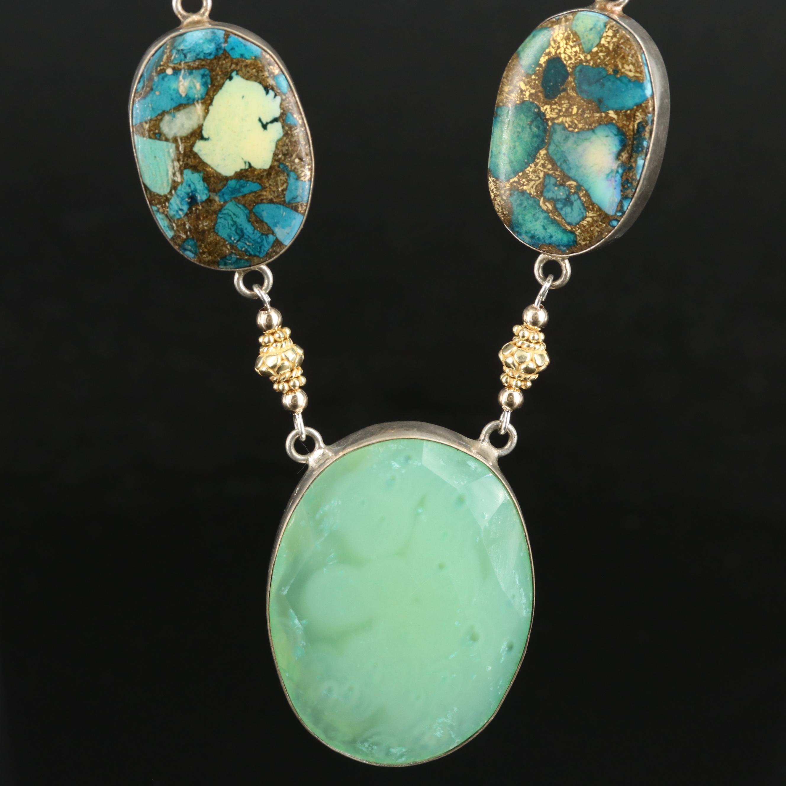 Chalcedony and Gemstone Necklace Including Sterling