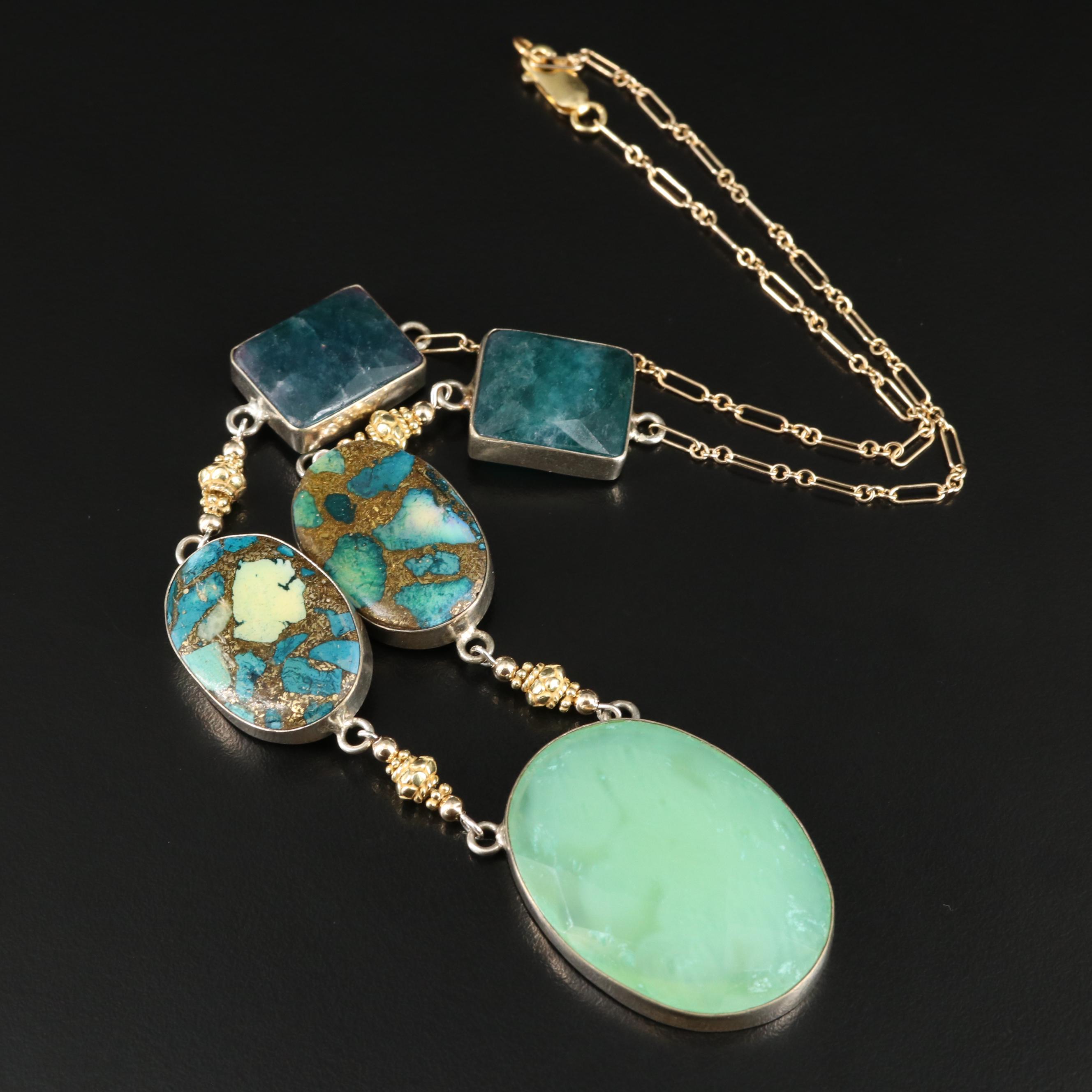 Chalcedony and Gemstone Necklace Including Sterling