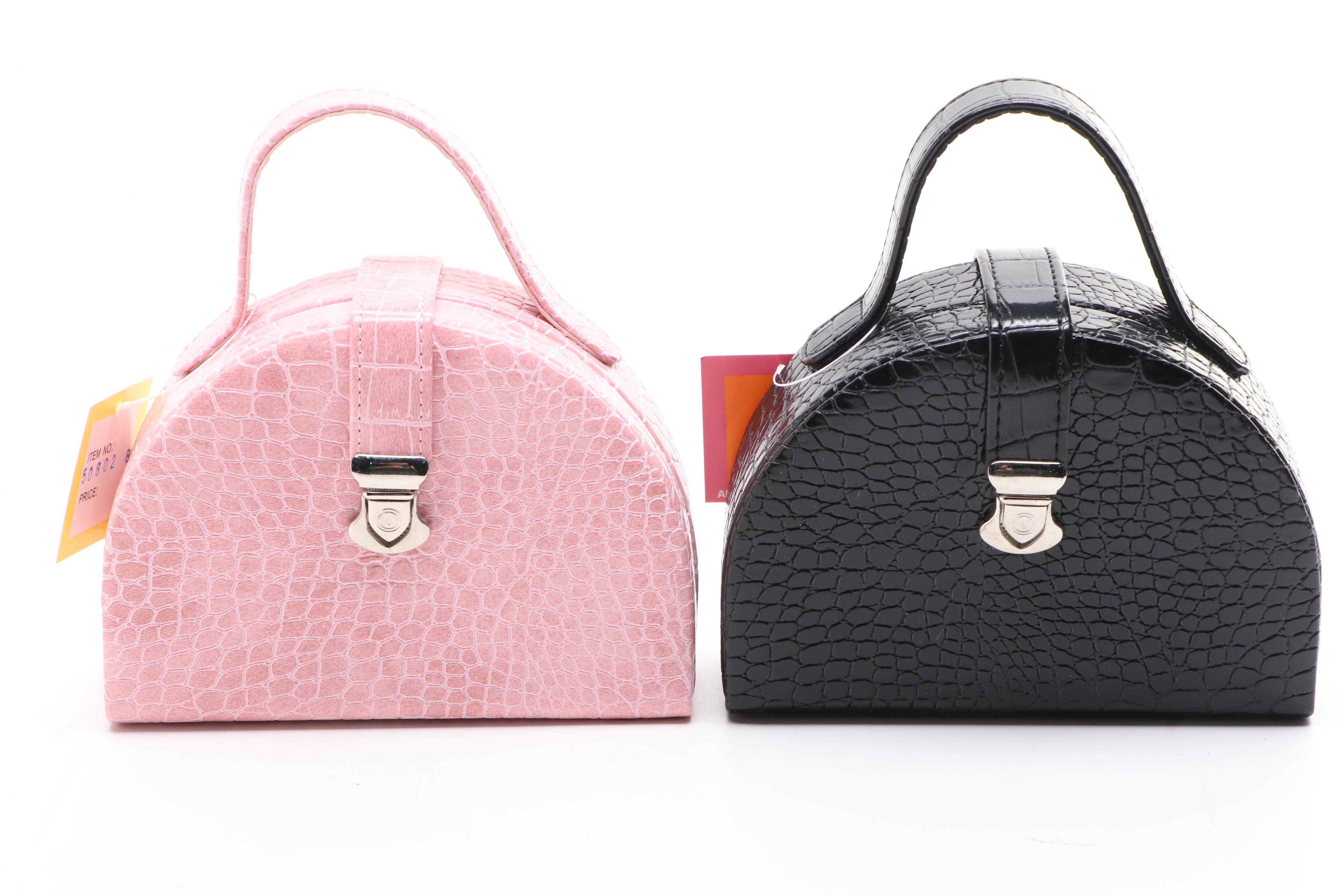 Rowallan Crocodile Embossed Faux Leather Travel Jewelry Boxes