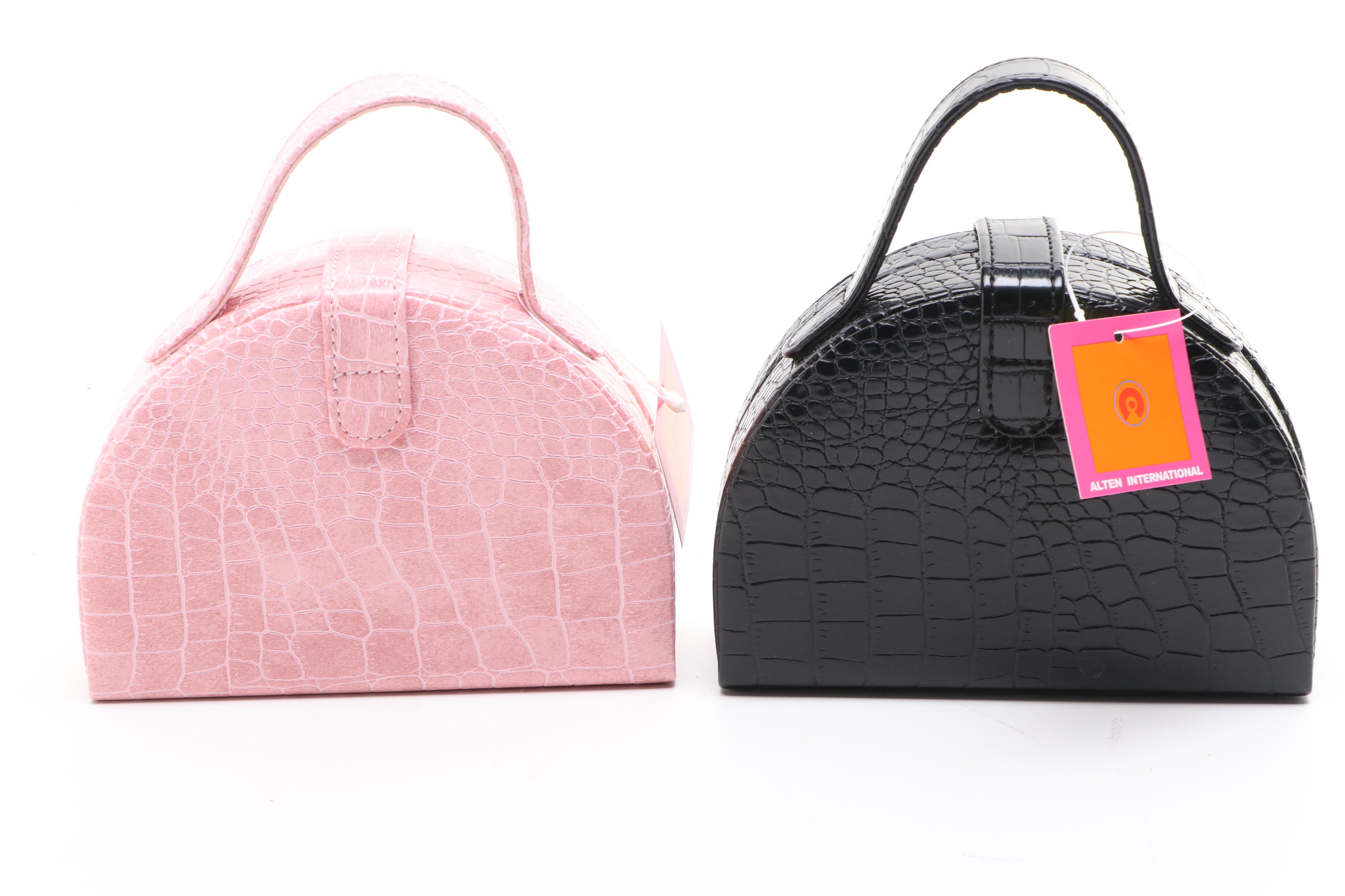 Rowallan Crocodile Embossed Faux Leather Travel Jewelry Boxes