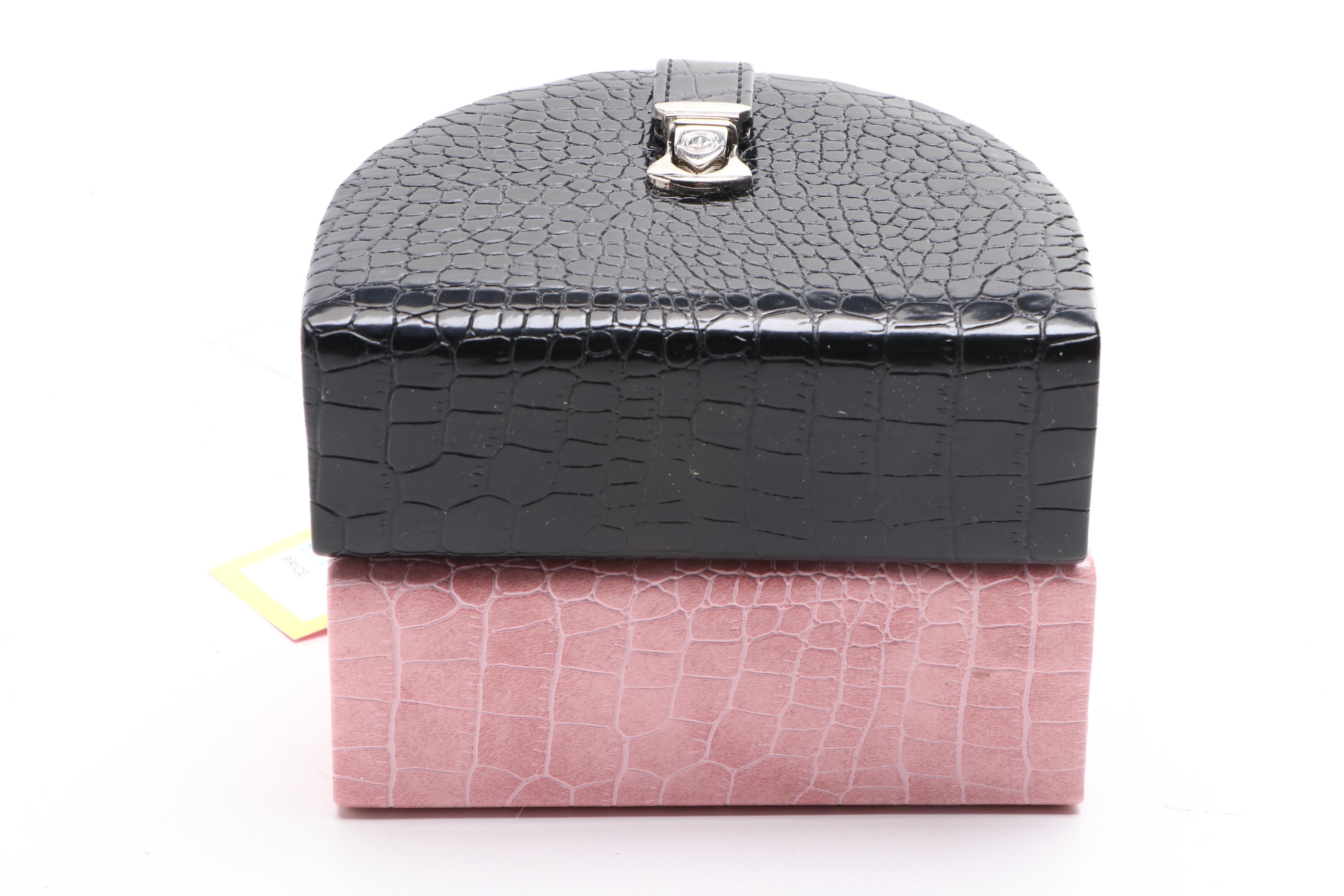 Rowallan Crocodile Embossed Faux Leather Travel Jewelry Boxes