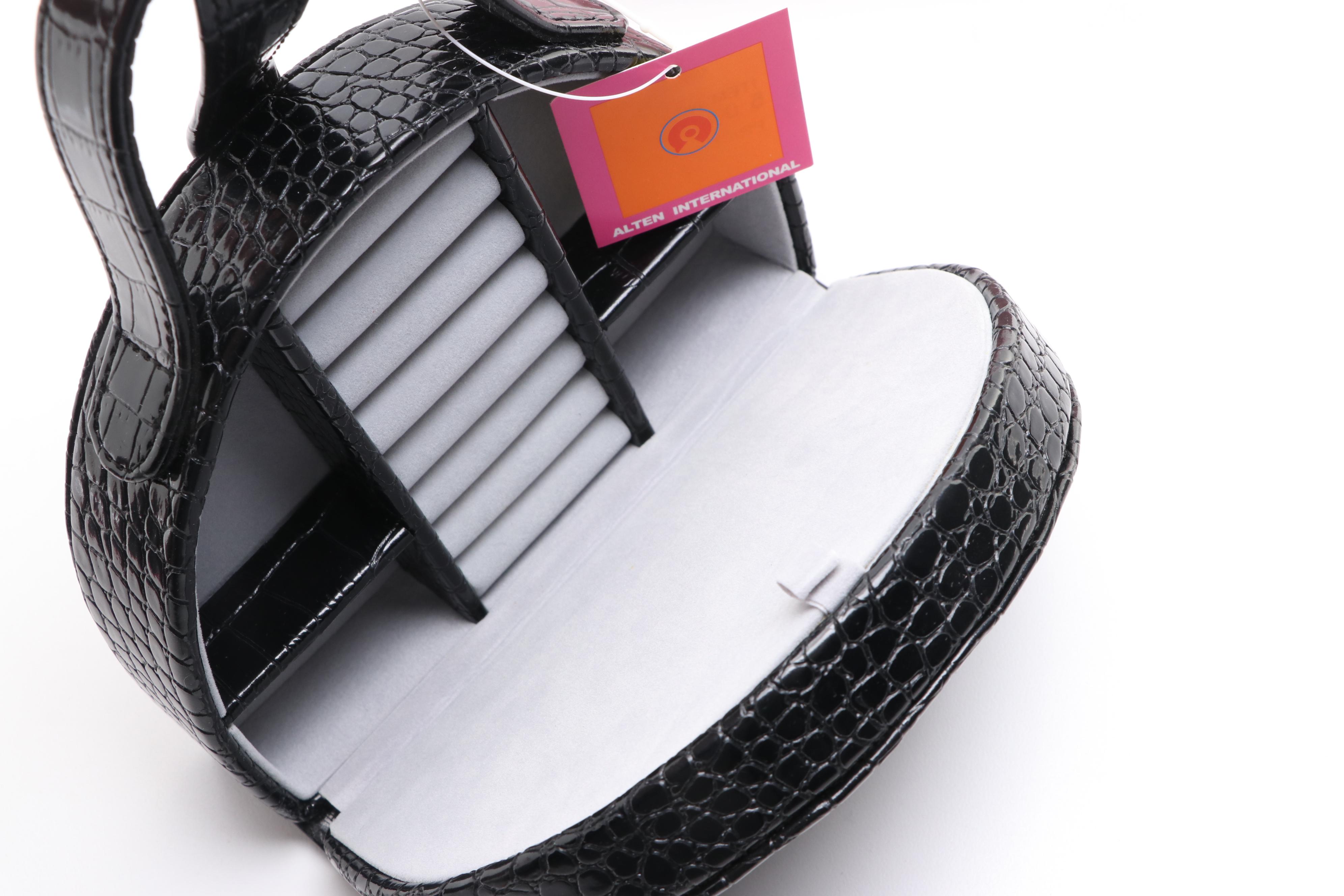 Rowallan Crocodile Embossed Faux Leather Travel Jewelry Boxes