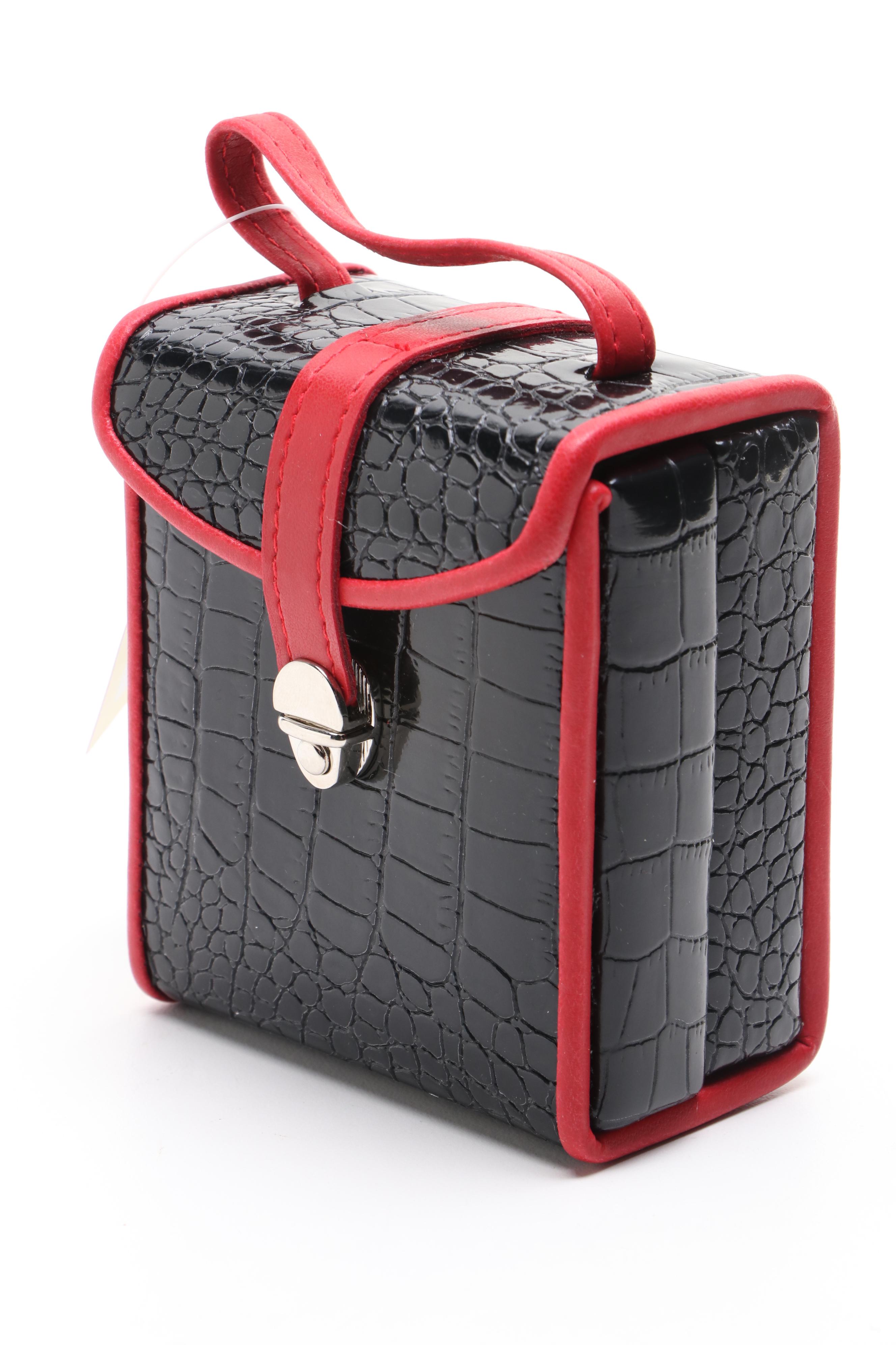 Rowallan Crocodile Embossed Faux Leather Travel Jewelry Boxes