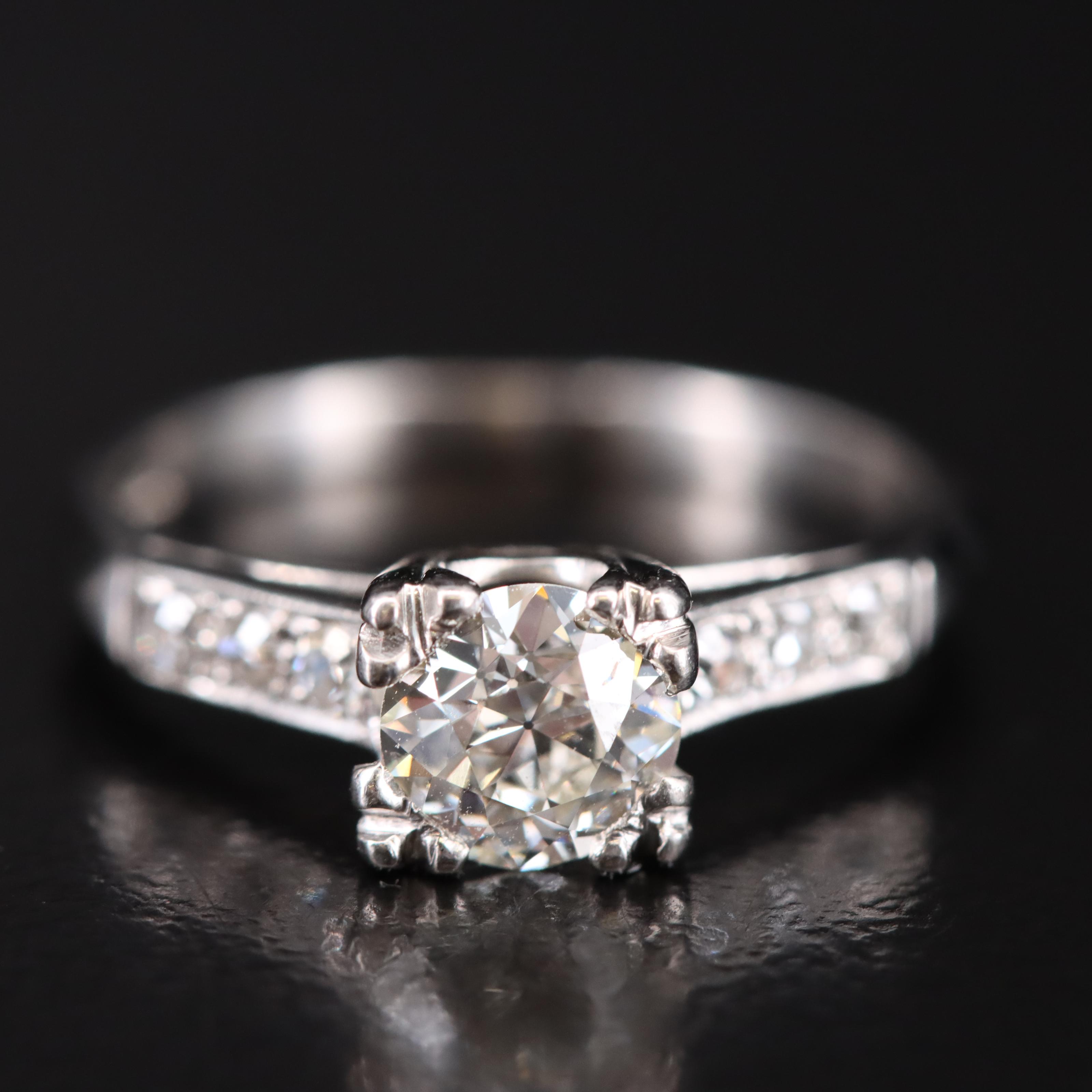 Vintage Platinum 0.79 CTW Diamond Ring