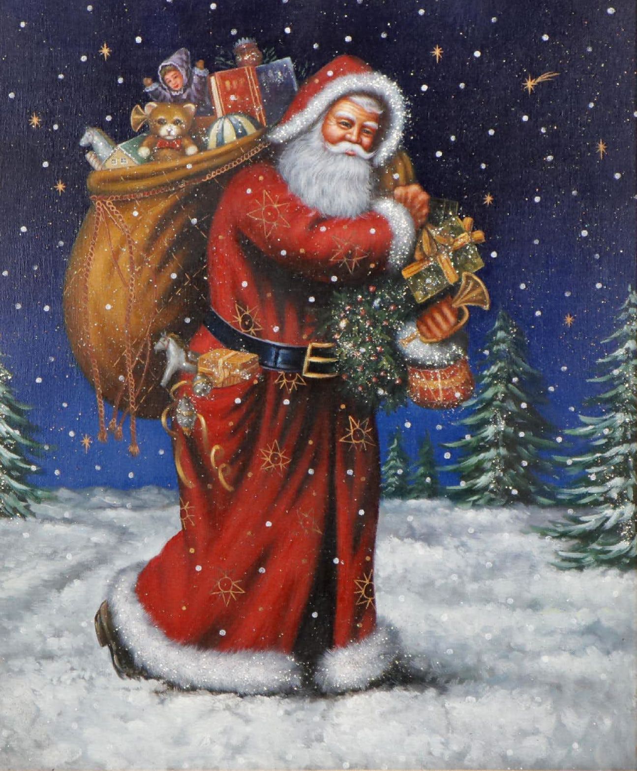 Christopher Radko Mixed Media Oil Painting "Noel Nicholas"