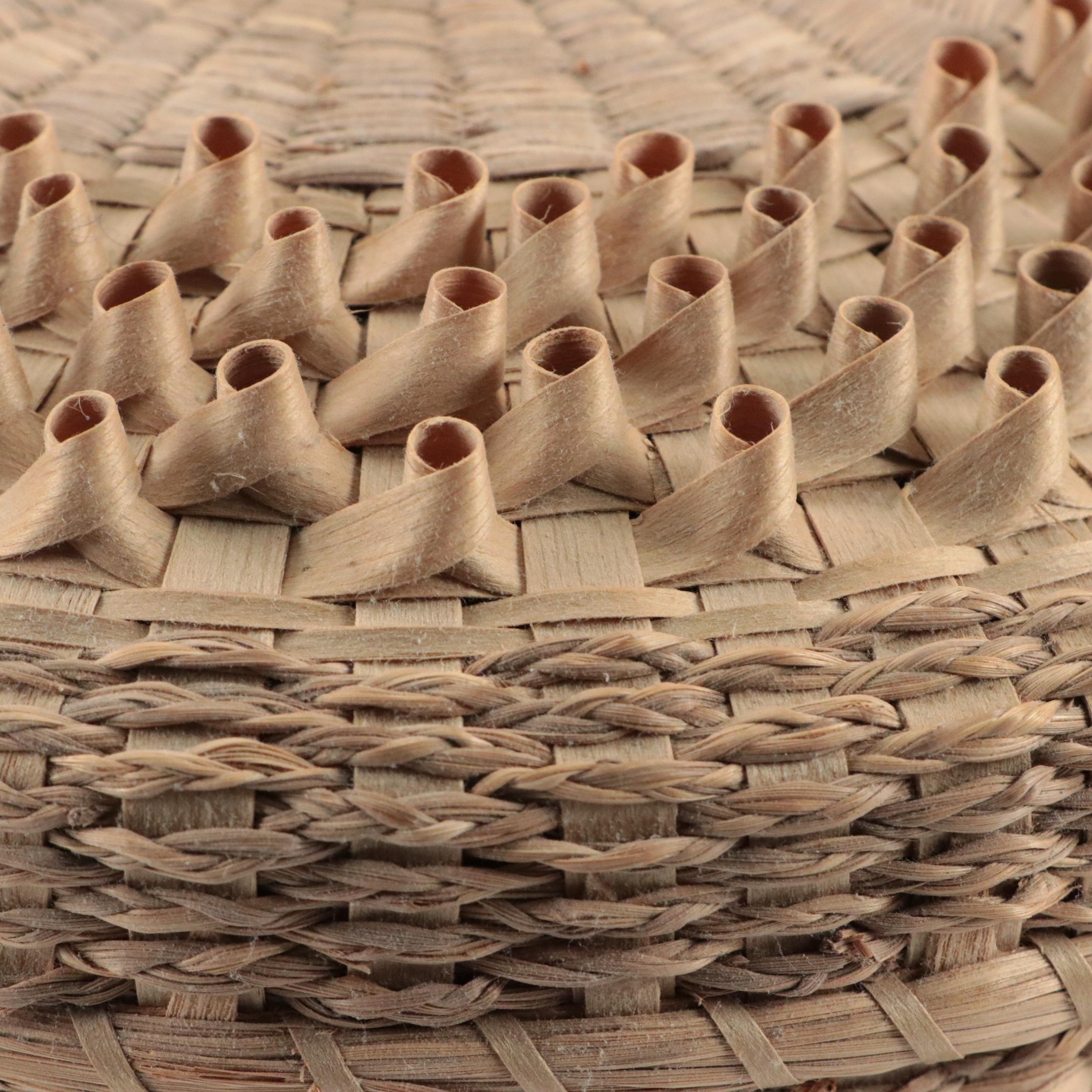 Akwesasne Mohawk Woven Ash and Sweetgrass Strawberry Basket