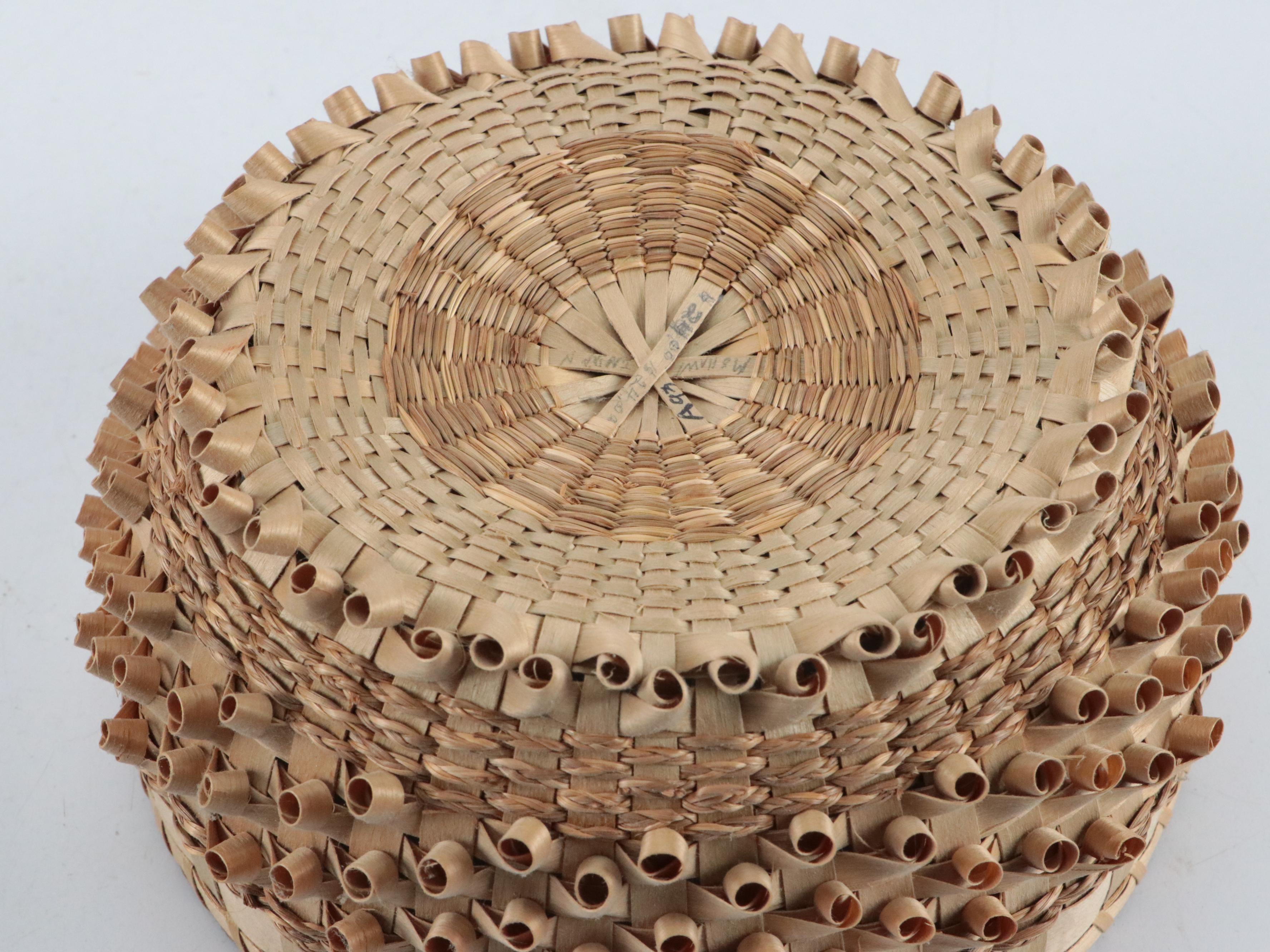 Akwesasne Mohawk Woven Ash and Sweetgrass Strawberry Basket