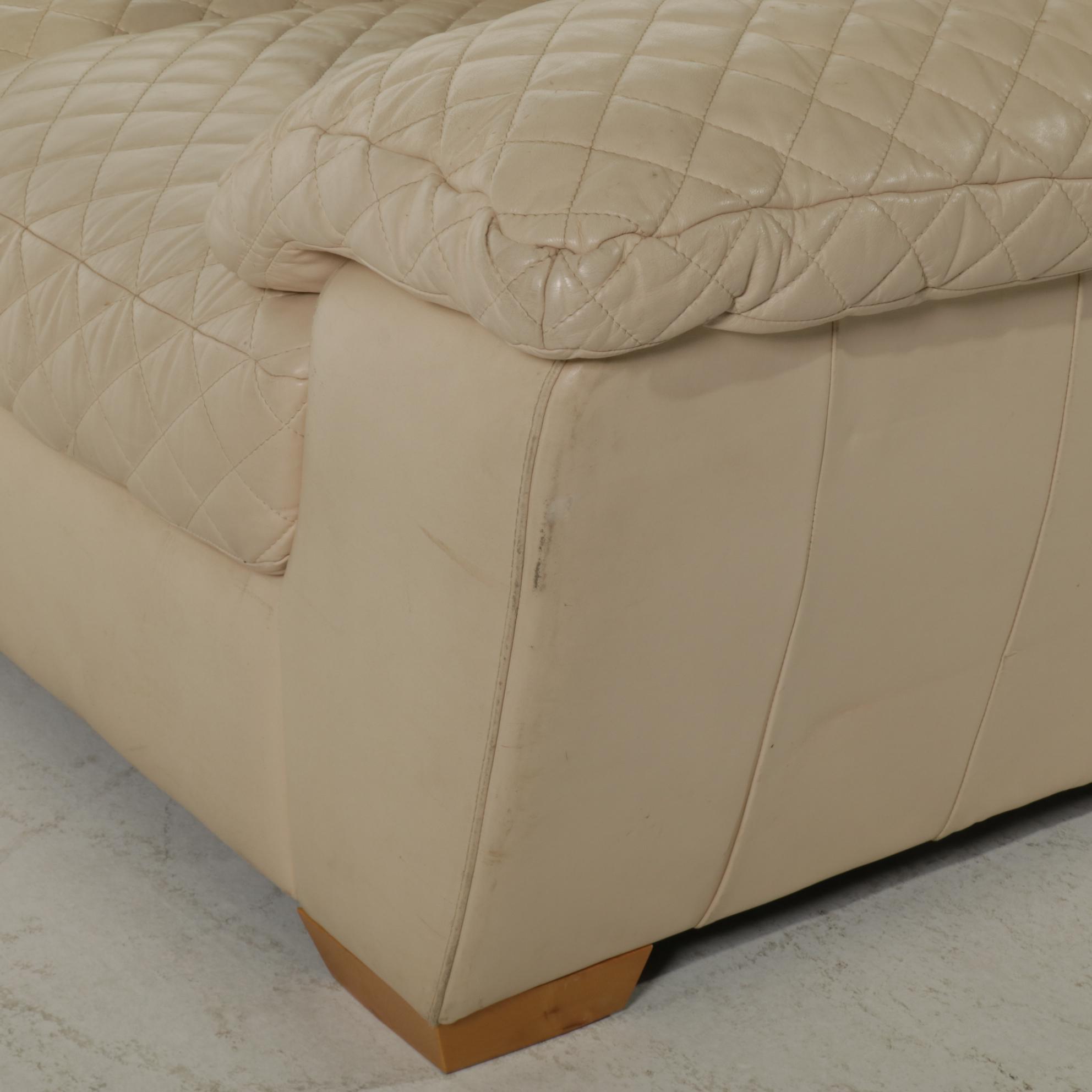 Contemporary Italian Quilted Leather Loveseat Sofa