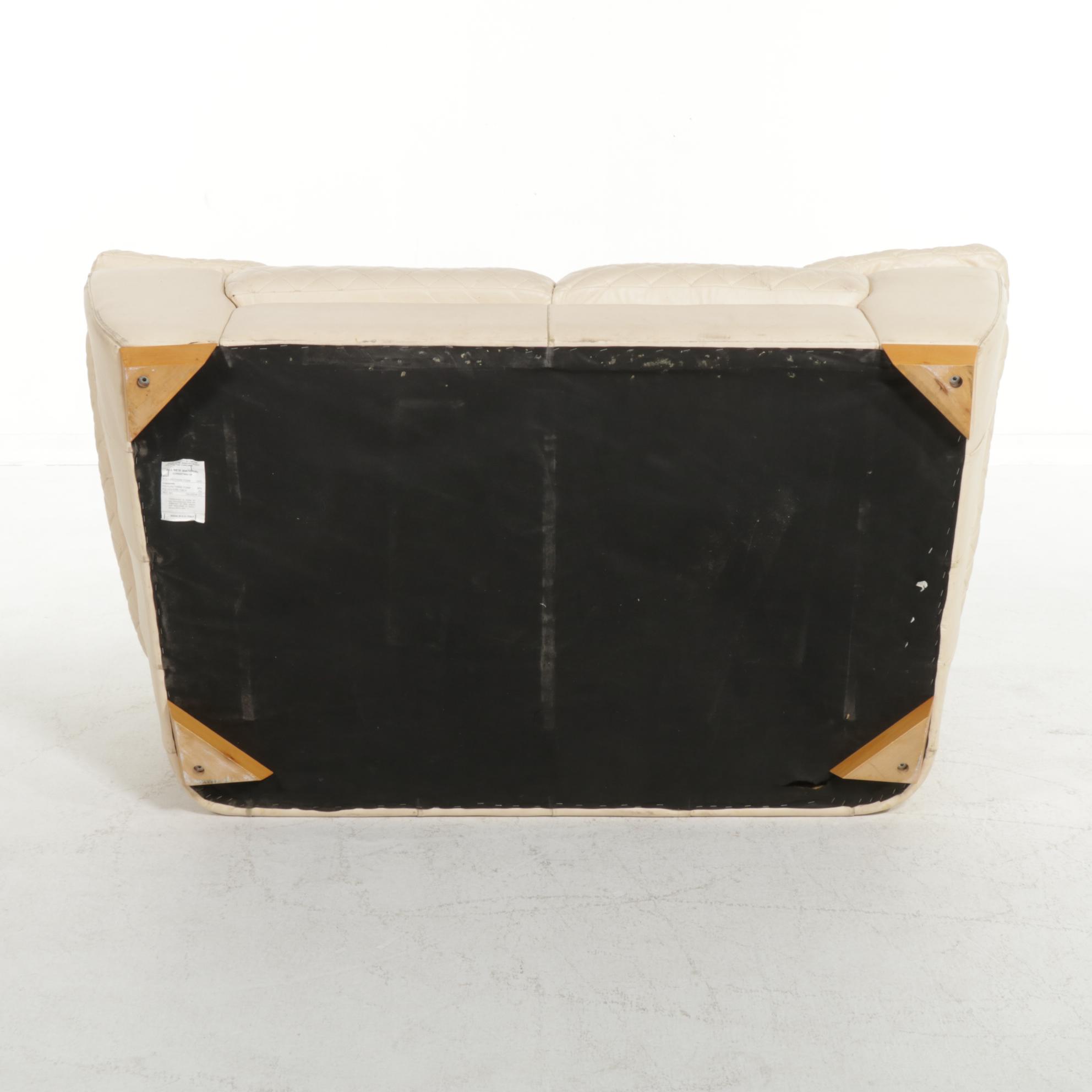 Contemporary Italian Quilted Leather Loveseat Sofa