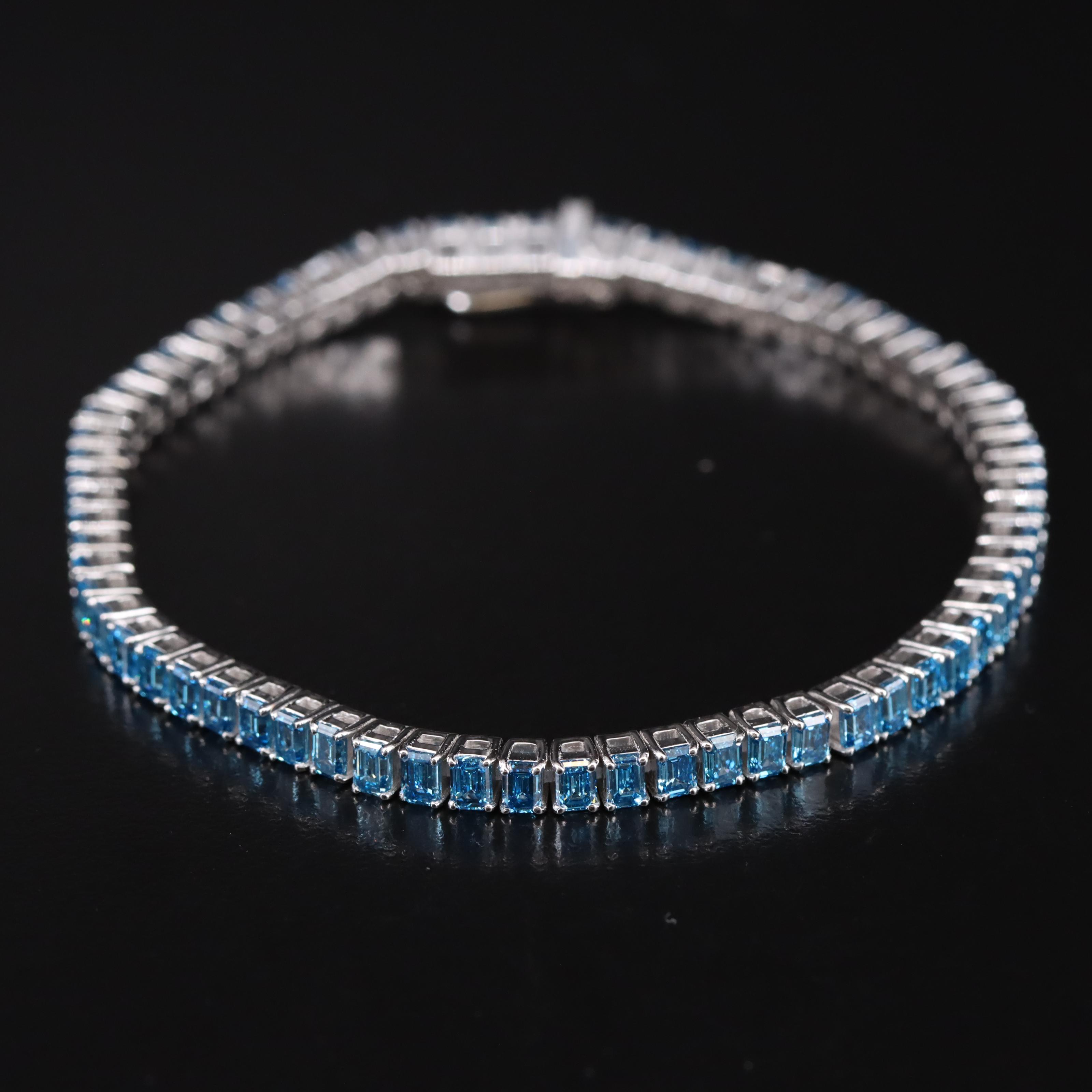 14K 6.56 CTW Fancy Blue Diamond Tennis Bracelet